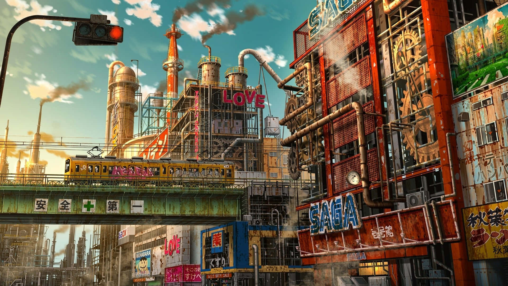 workLys op Tokyo by med 4K Anime Kunstværk Wallpaper