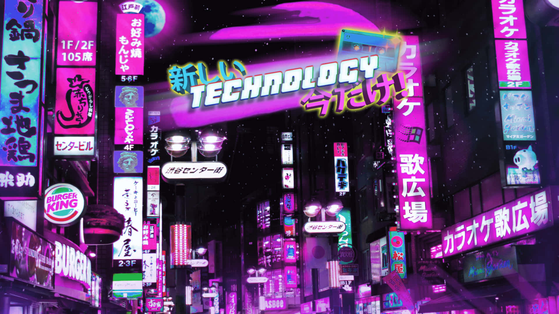 Enjoy the vibrant sights of Tokyo while surrounded by pop culture anime characters Wallpaper