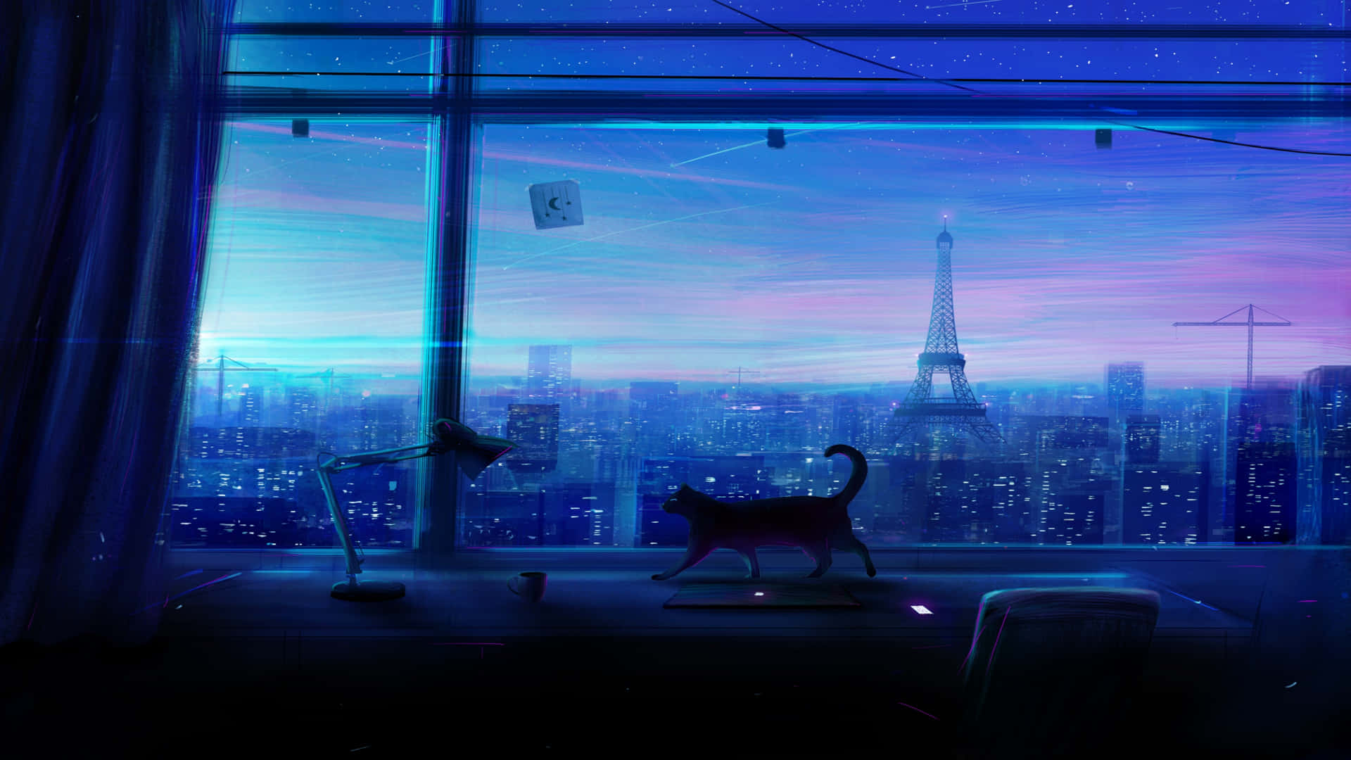Moderne Anime Scene af Tokyo Skyline Wallpaper