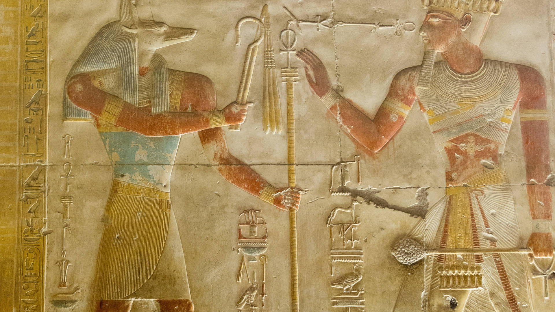 4k Anubis Abydos Tomb Hieroglyphics Wallpaper