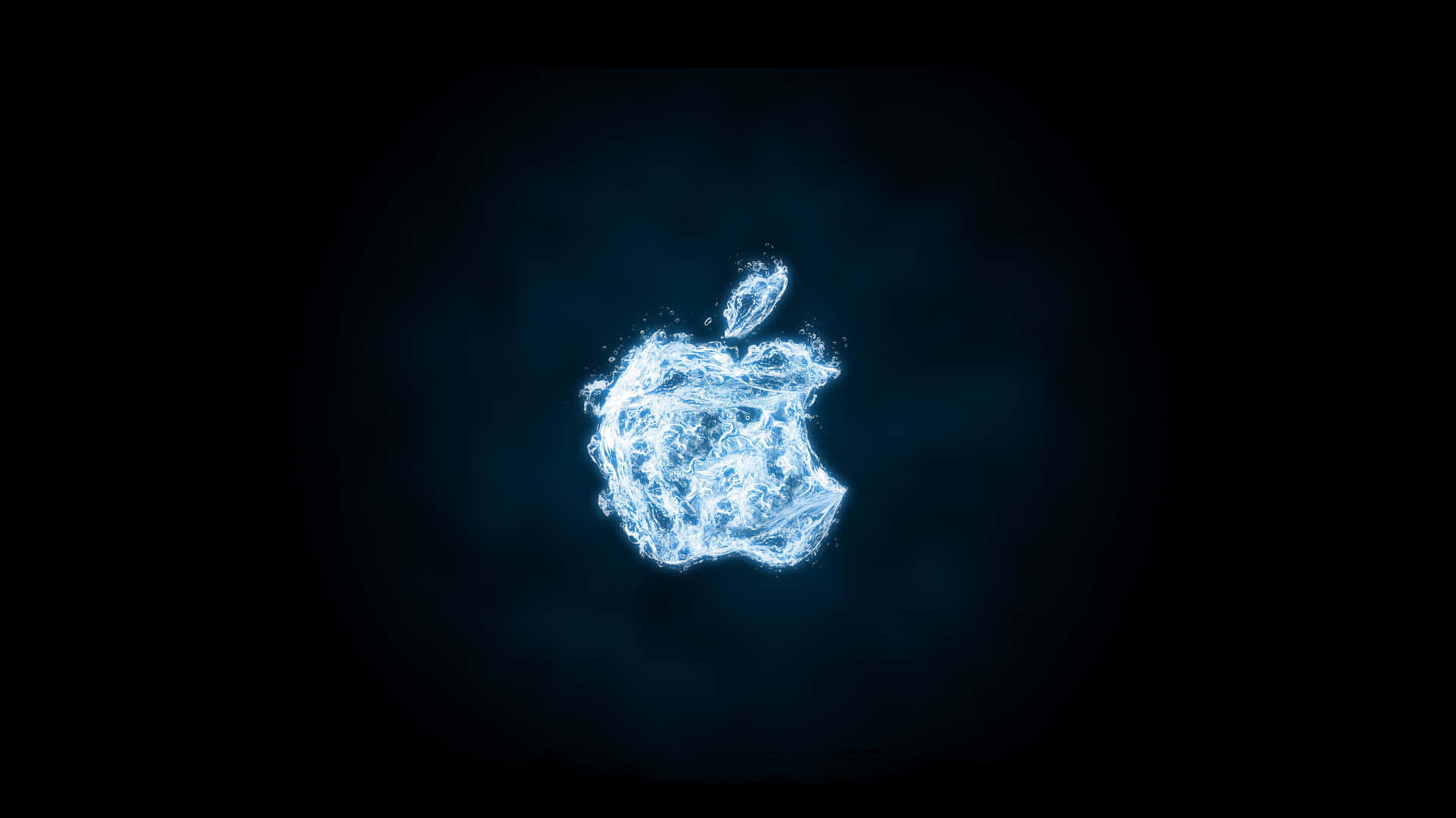 Logodi Apple In Fiamme Blu Su Sfondo Nero