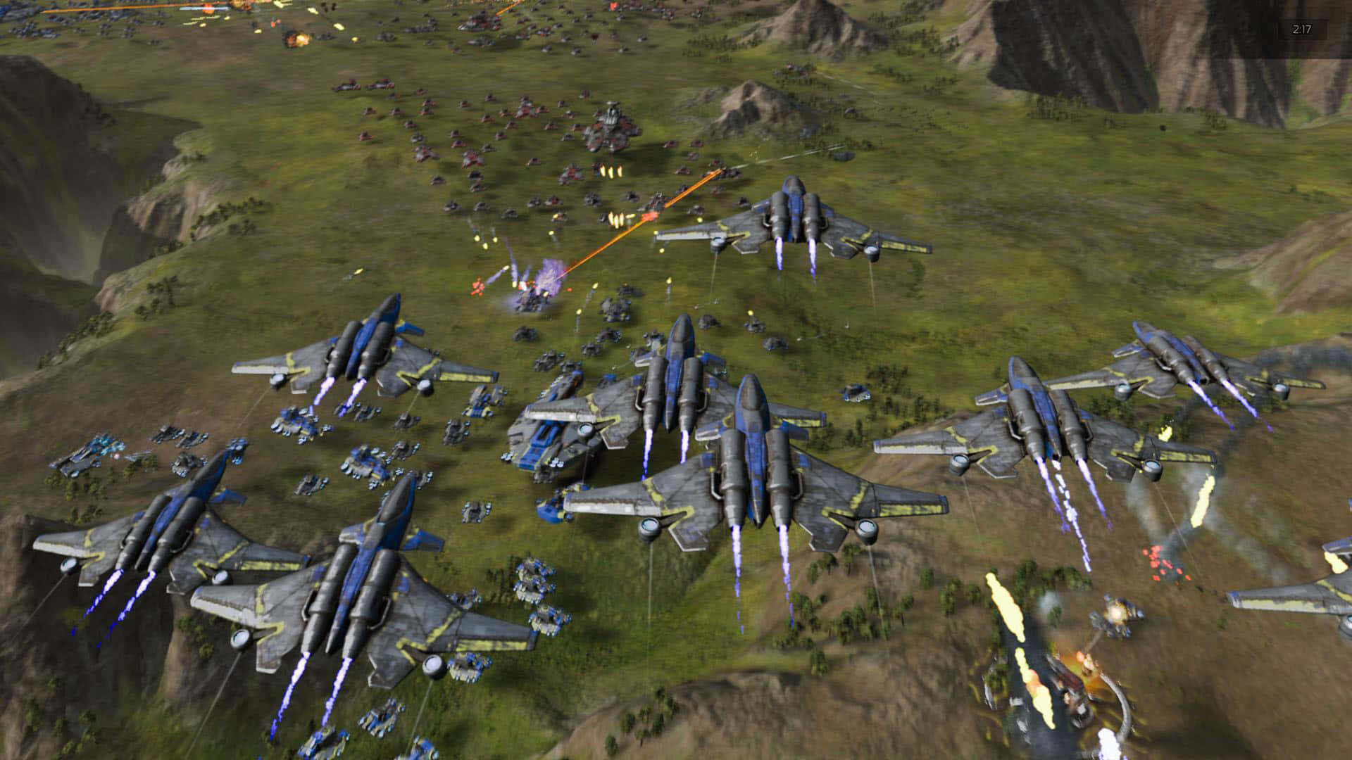 A Screenshot Of A Game With Many Planes Flying Around