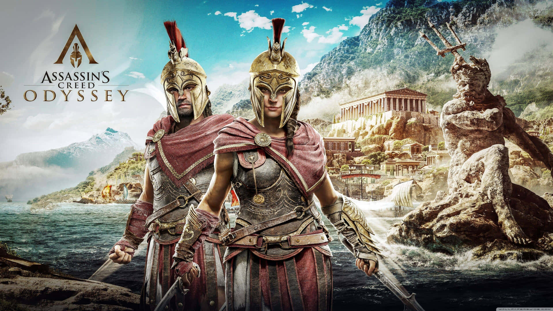 Udforsk Antikkens Grækenland i 4K med Assassins Creed Odyssey tapet.