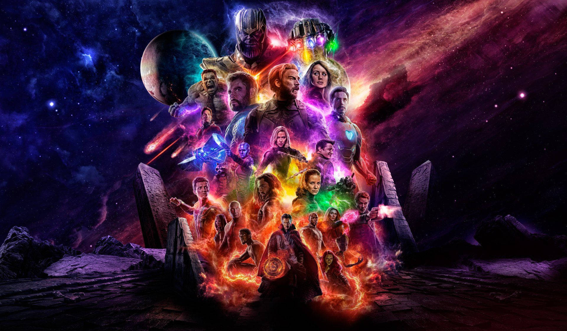 4k Avengers Colorful Glow Background