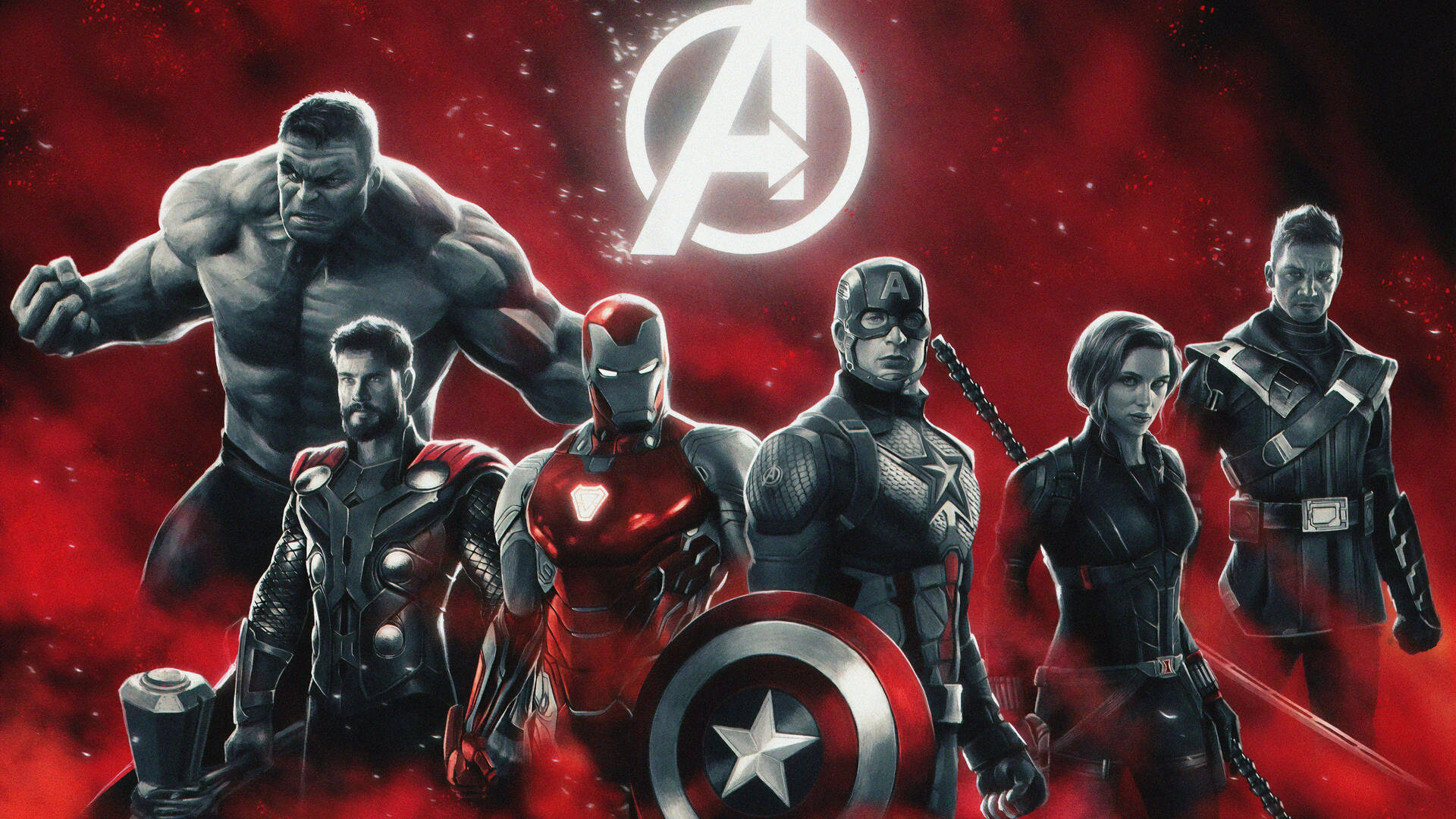 4k Avengers In Red Background