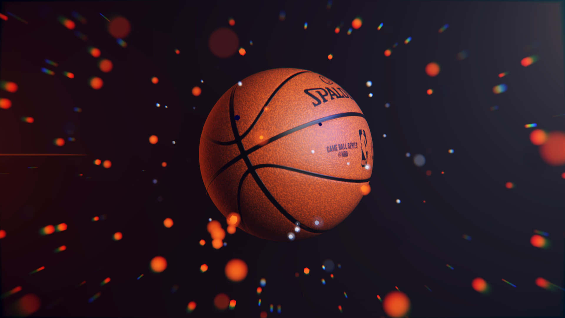 Enbasketball Med Orange Og Røde Lys.