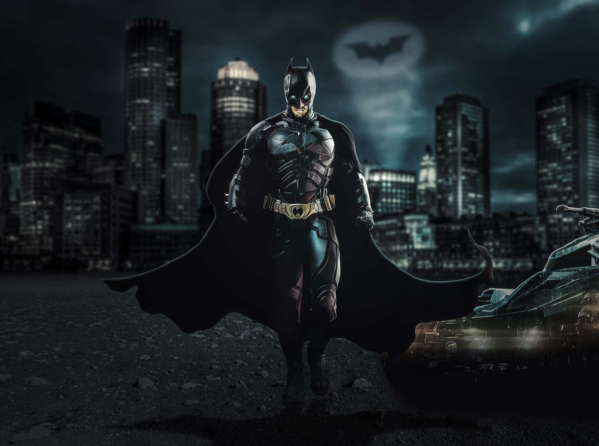 "Feel the power and speed of the Batmobile with this 4K background image."