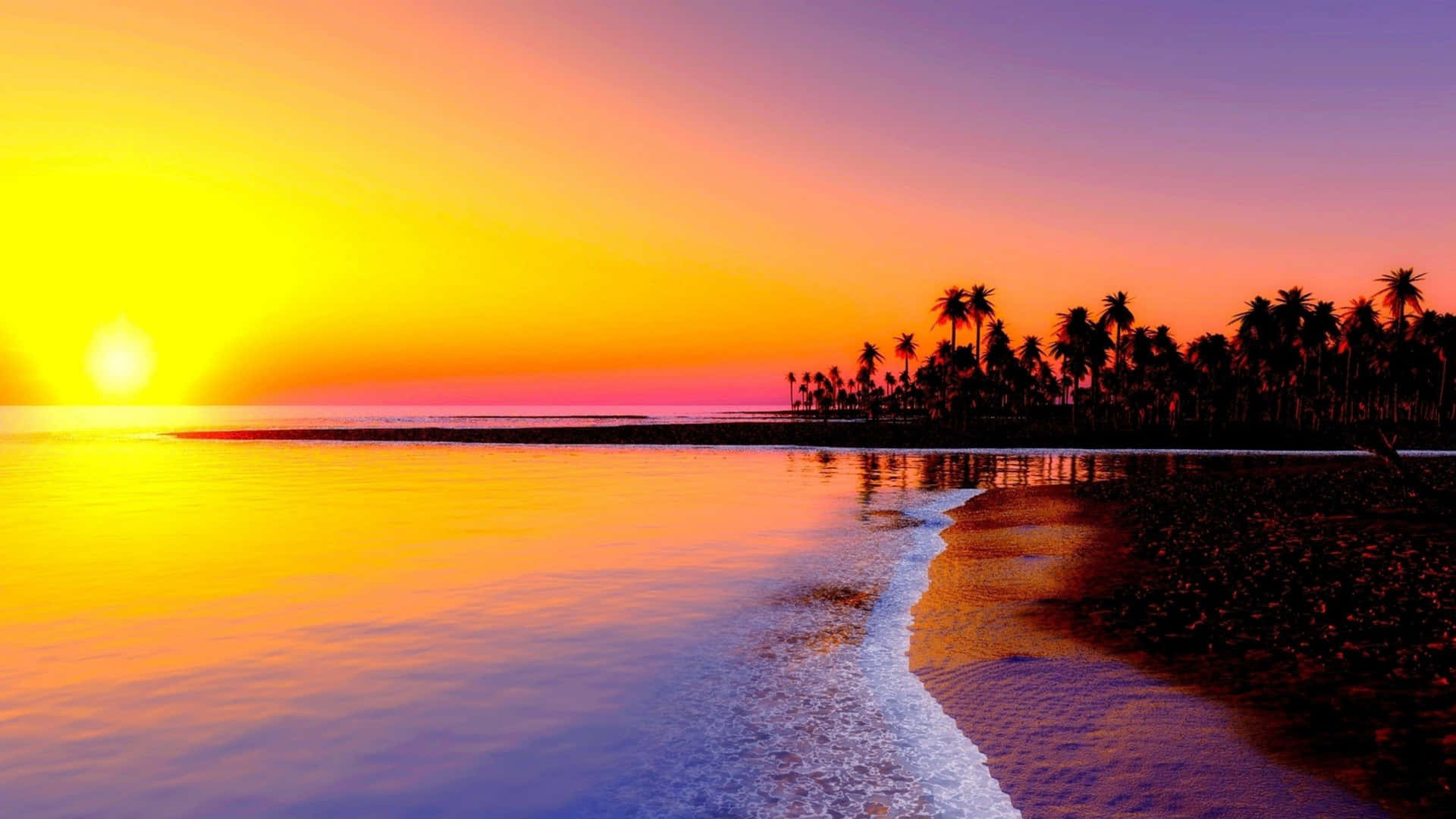 Sientelos Cálidos Rayos Del Sol Dorado Reflejándose En Las Olas Azules En La Playa En 4k.