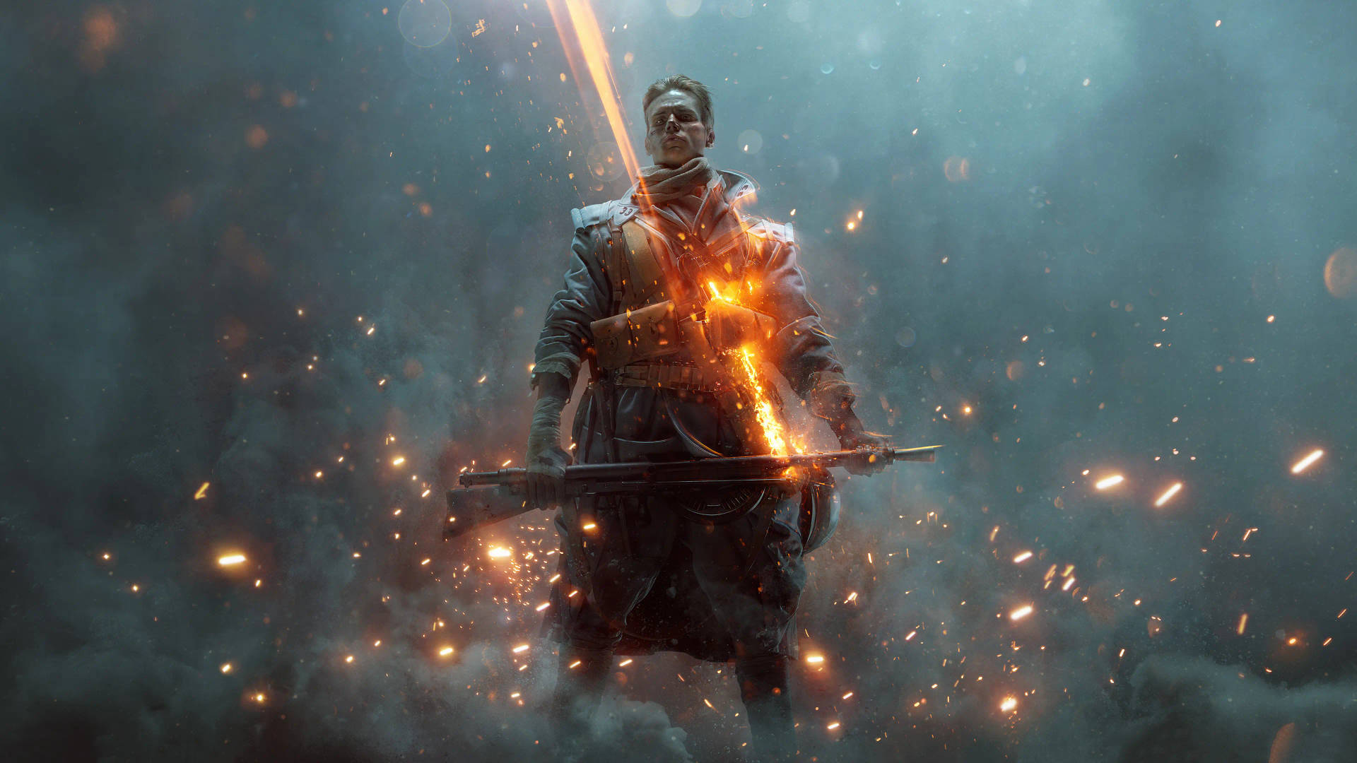 Caption: Stunning 4K Representation of a French soldier wielding a Chauchat in Battlefield 1 Wallpaper