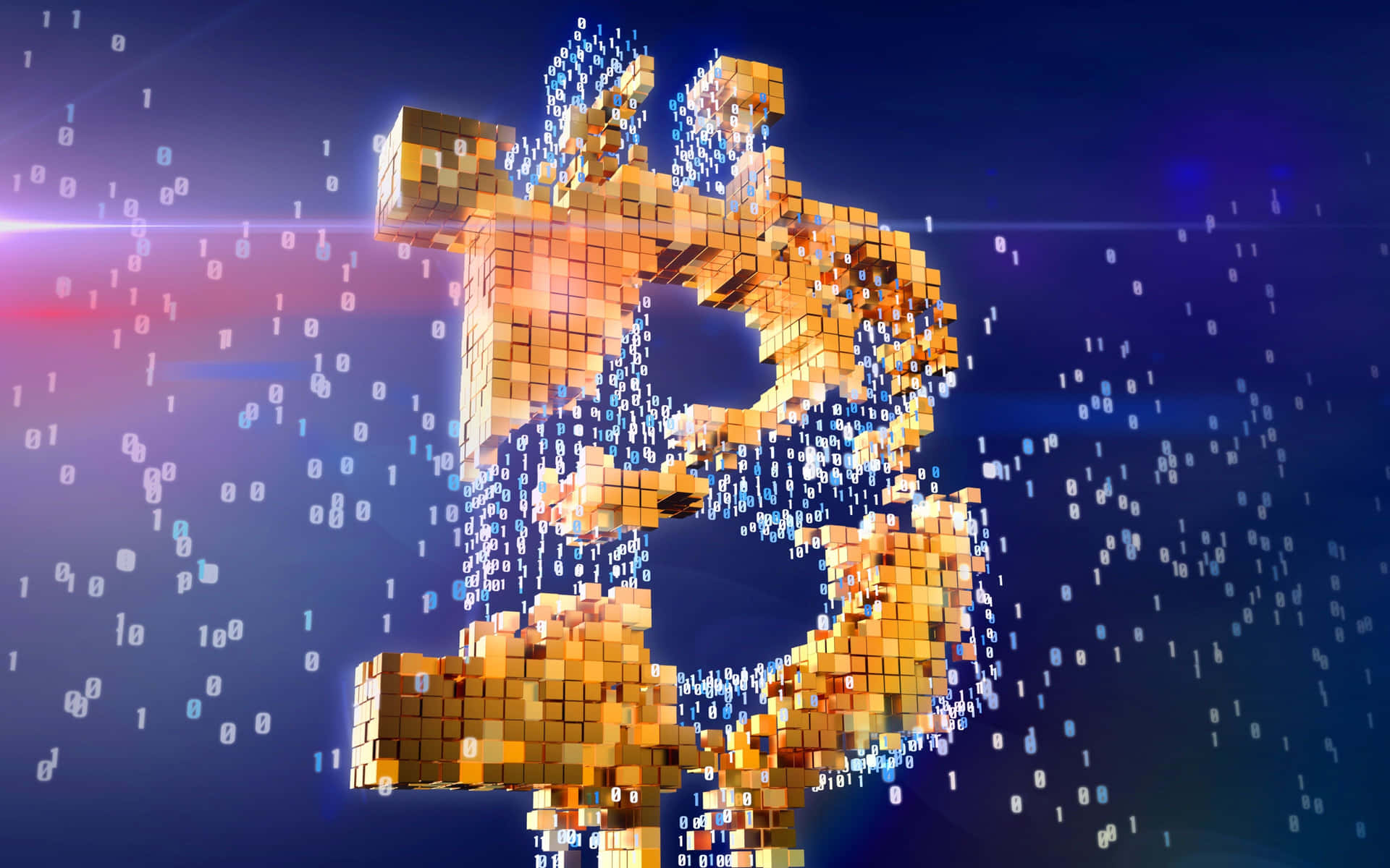Símbolode Bitcoin En 3d Renderizado Sobre Un Fondo Azul. Fondo de pantalla