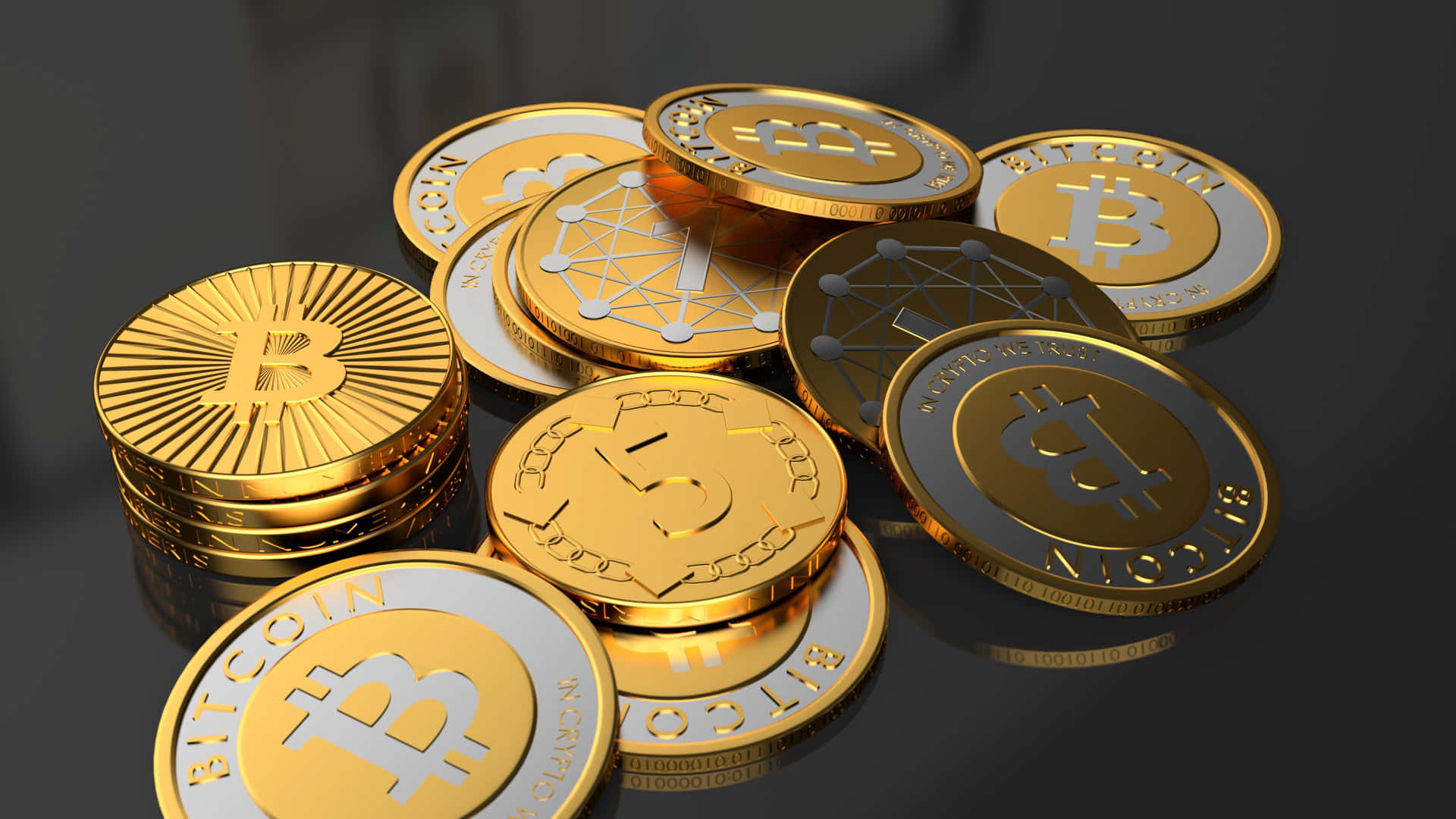 Bitcoin Coins On Black 4k Wallpaper