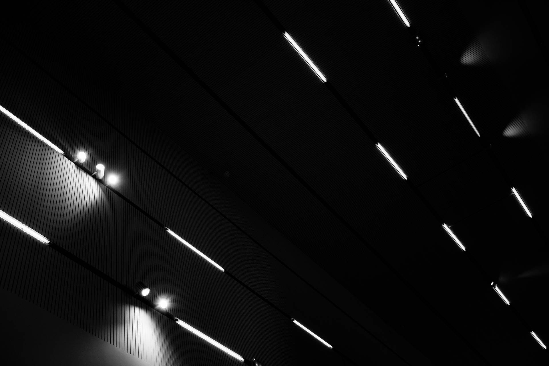 4k Black And White Ceiling Lights Photo Wallpaper