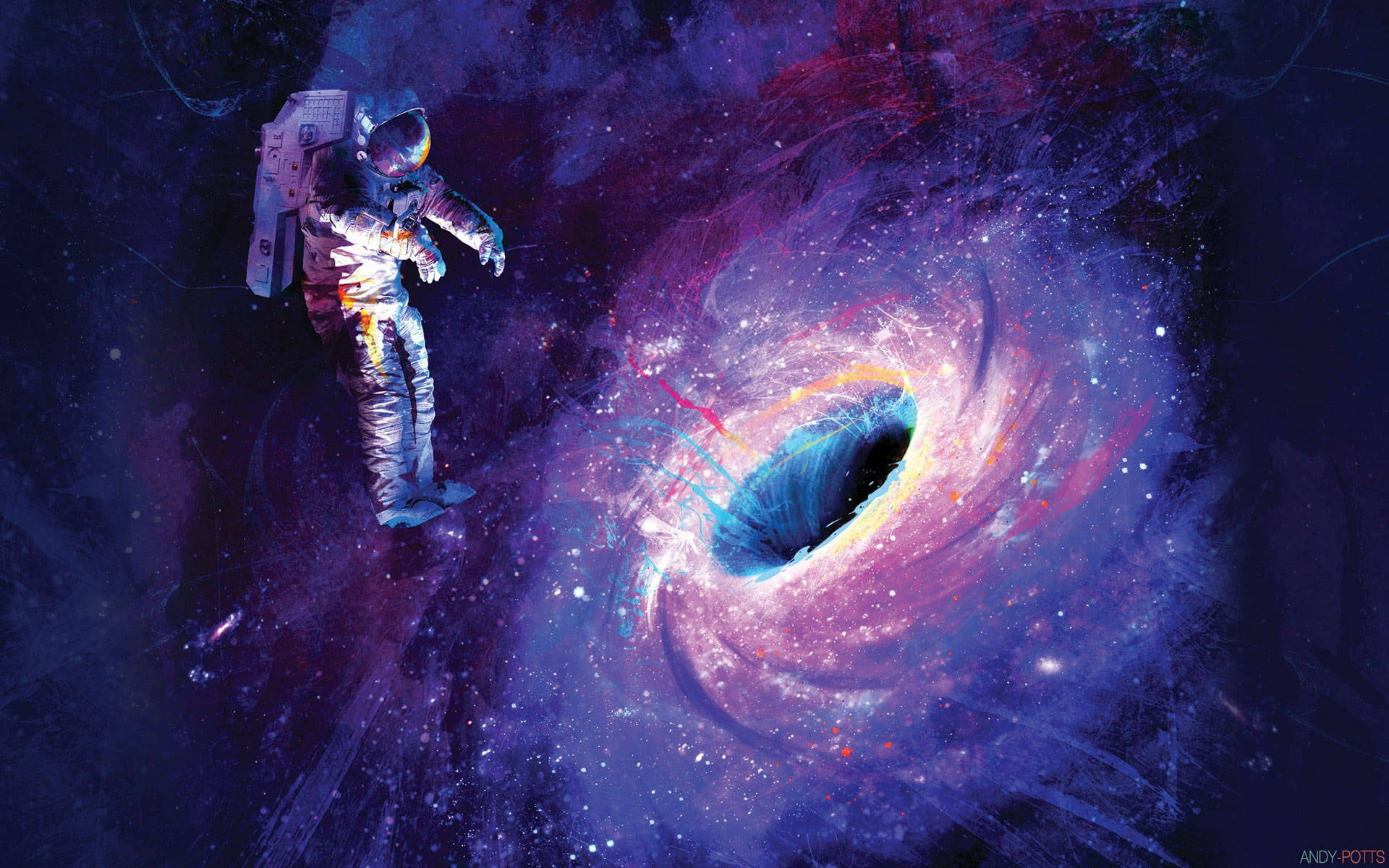 4K Black Hole Astronaut Artwork Wallpaper