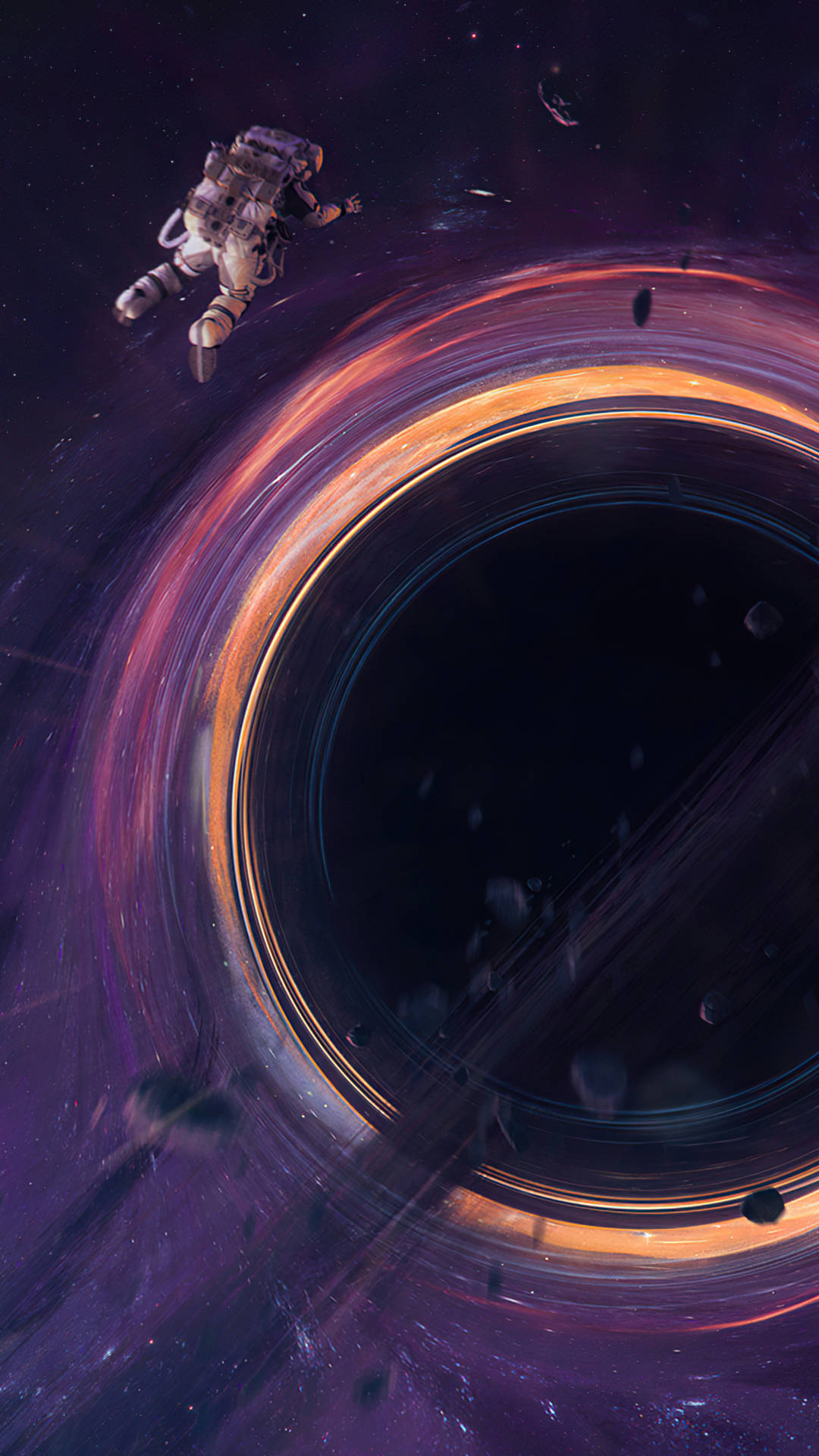 Download 4k Black Hole Astronaut Floating Wallpaper 