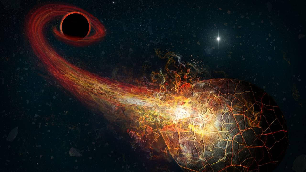 4K Black Hole Cracked Planet Wallpaper