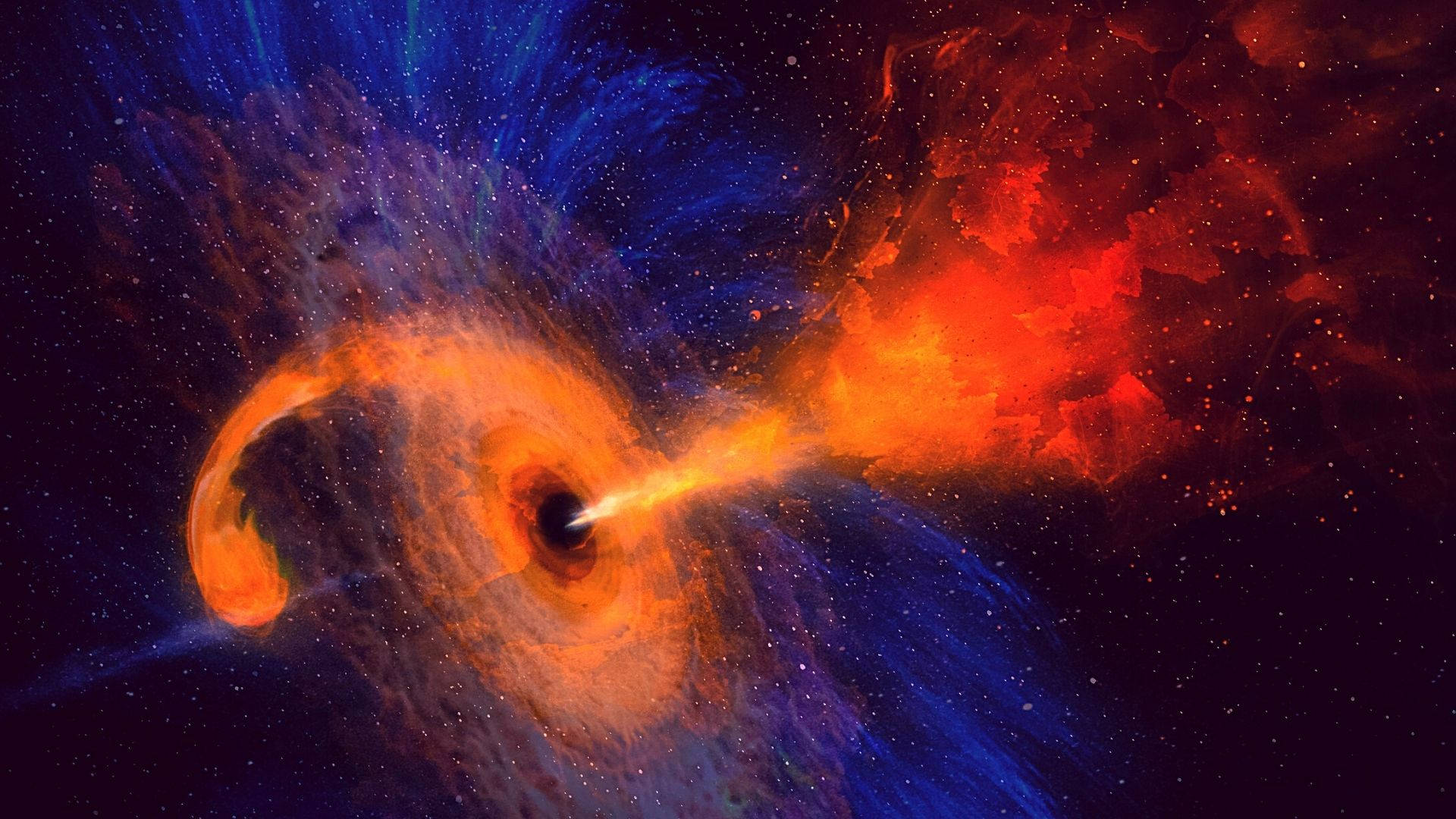 4K Black Hole With Orange Jet Wallpaper