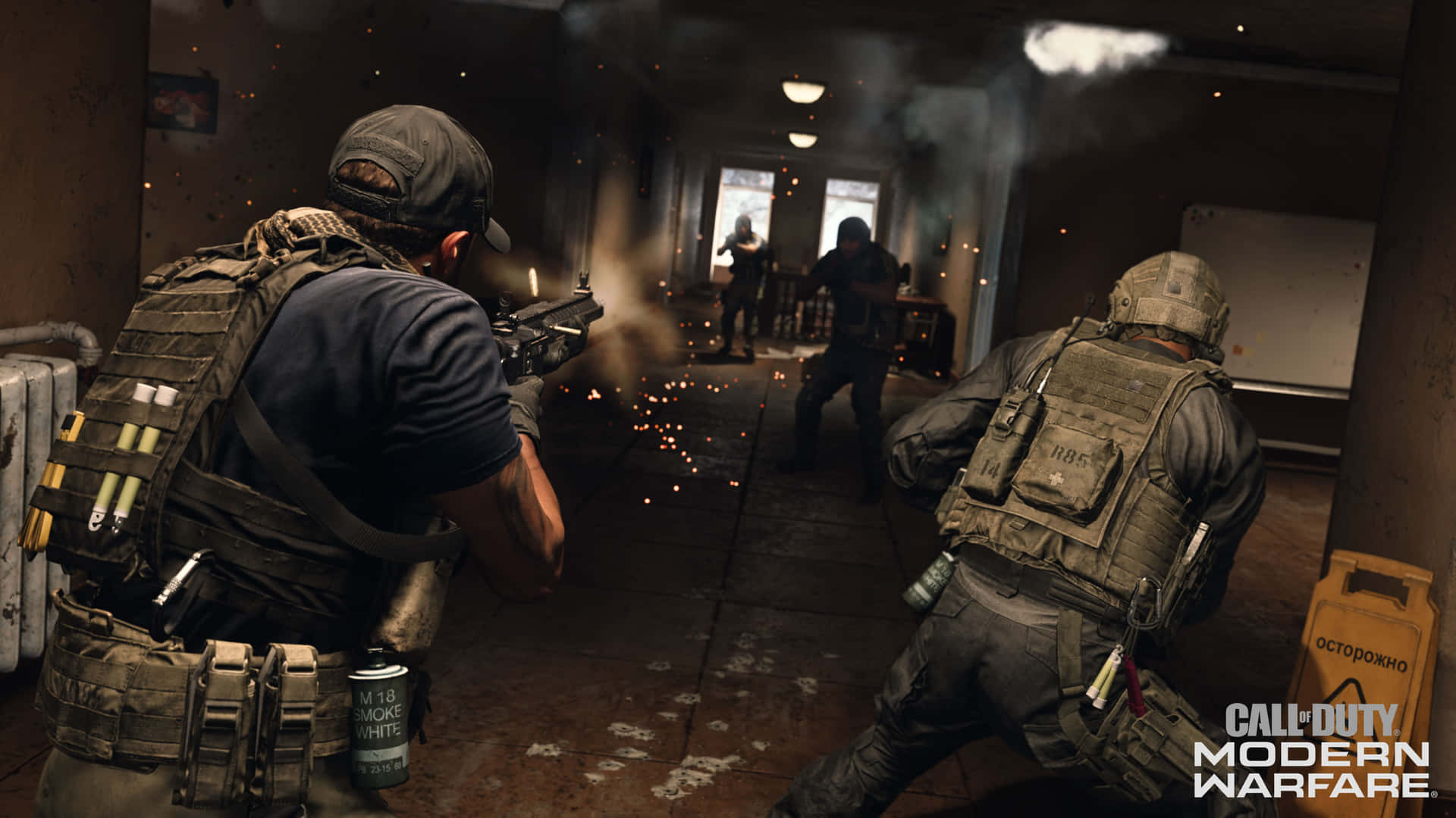 4k Call Of Duty Modern Warfare Background Fighting In A Hotel Lobby