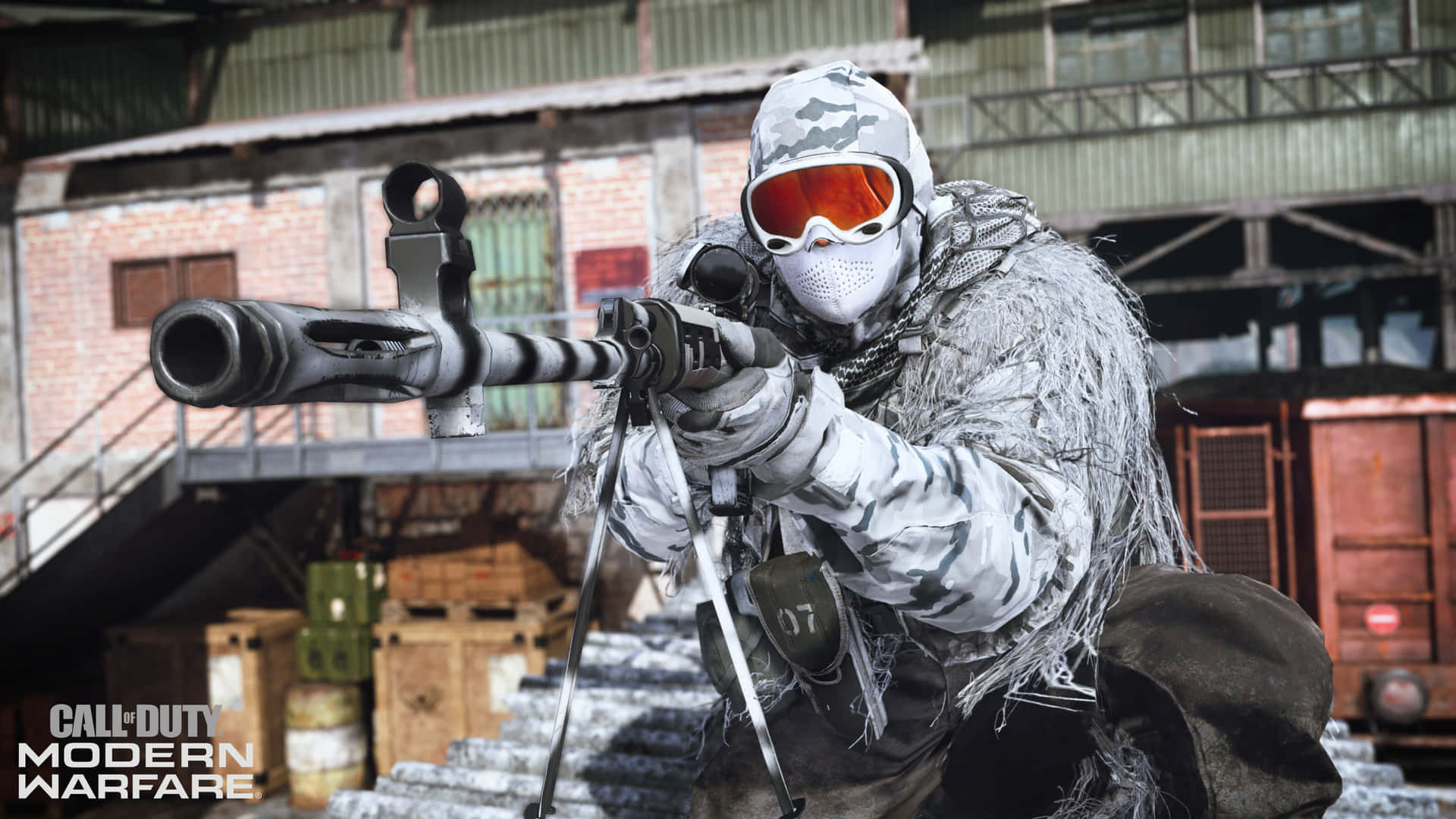 4kcall Of Duty Modern Warfare-bakgrundssoldat I Vit Kamouflage