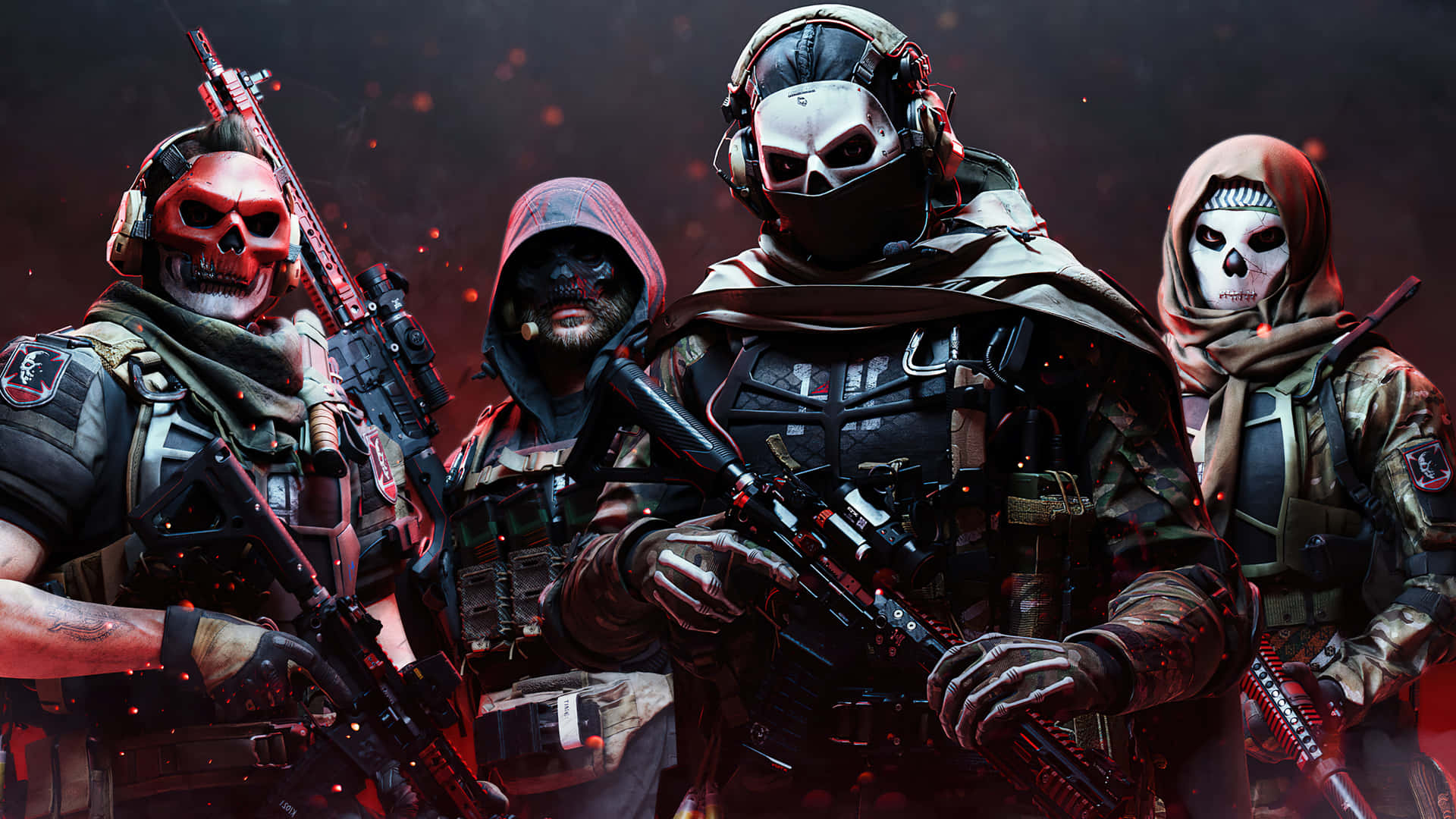 4kbakgrundsbild För Call Of Duty Modern Warfare - Skalle Maskerad Squad