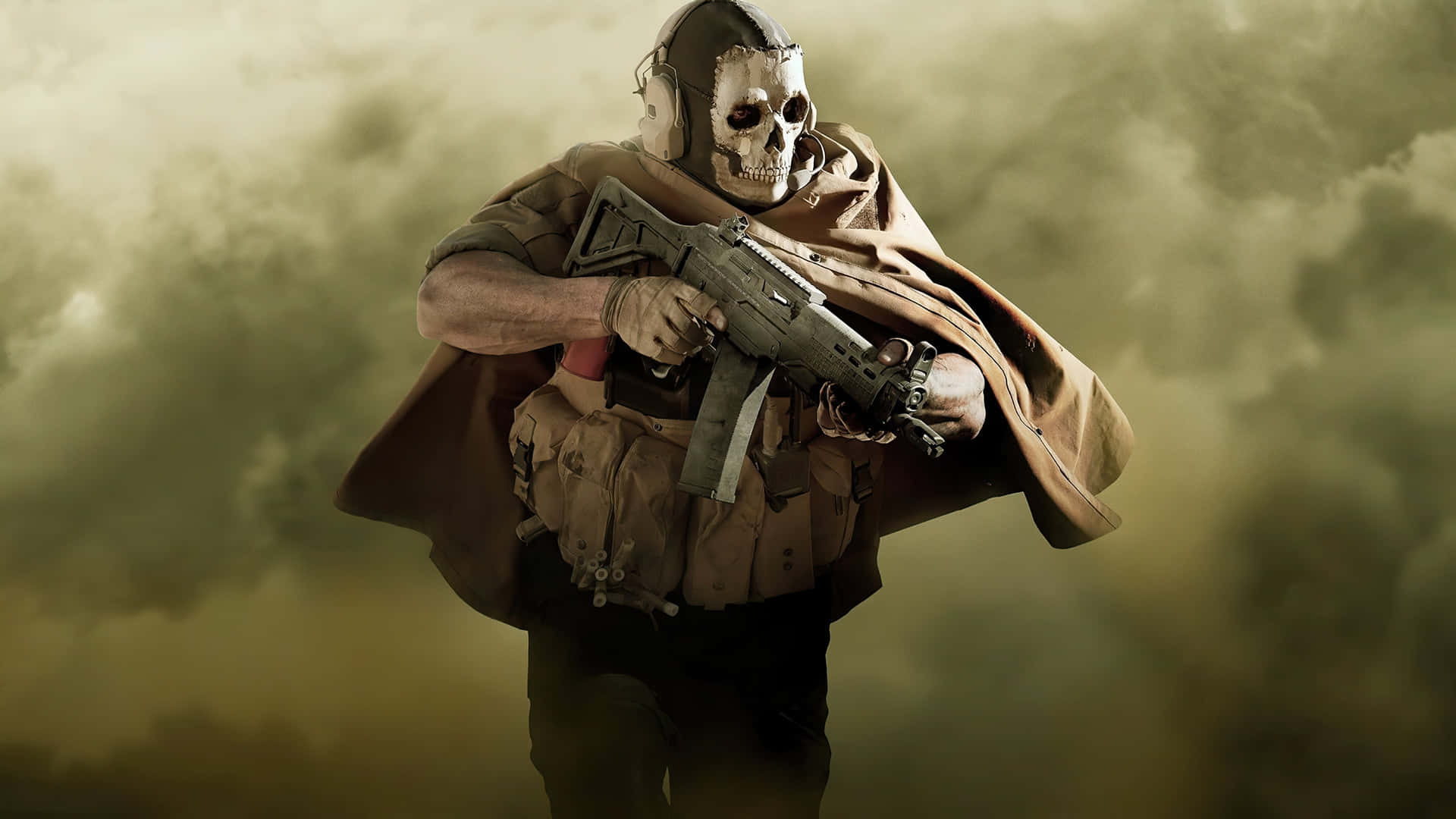 4kcall Of Duty Modern Warfare Bakgrund Ghost Facad Soldat
