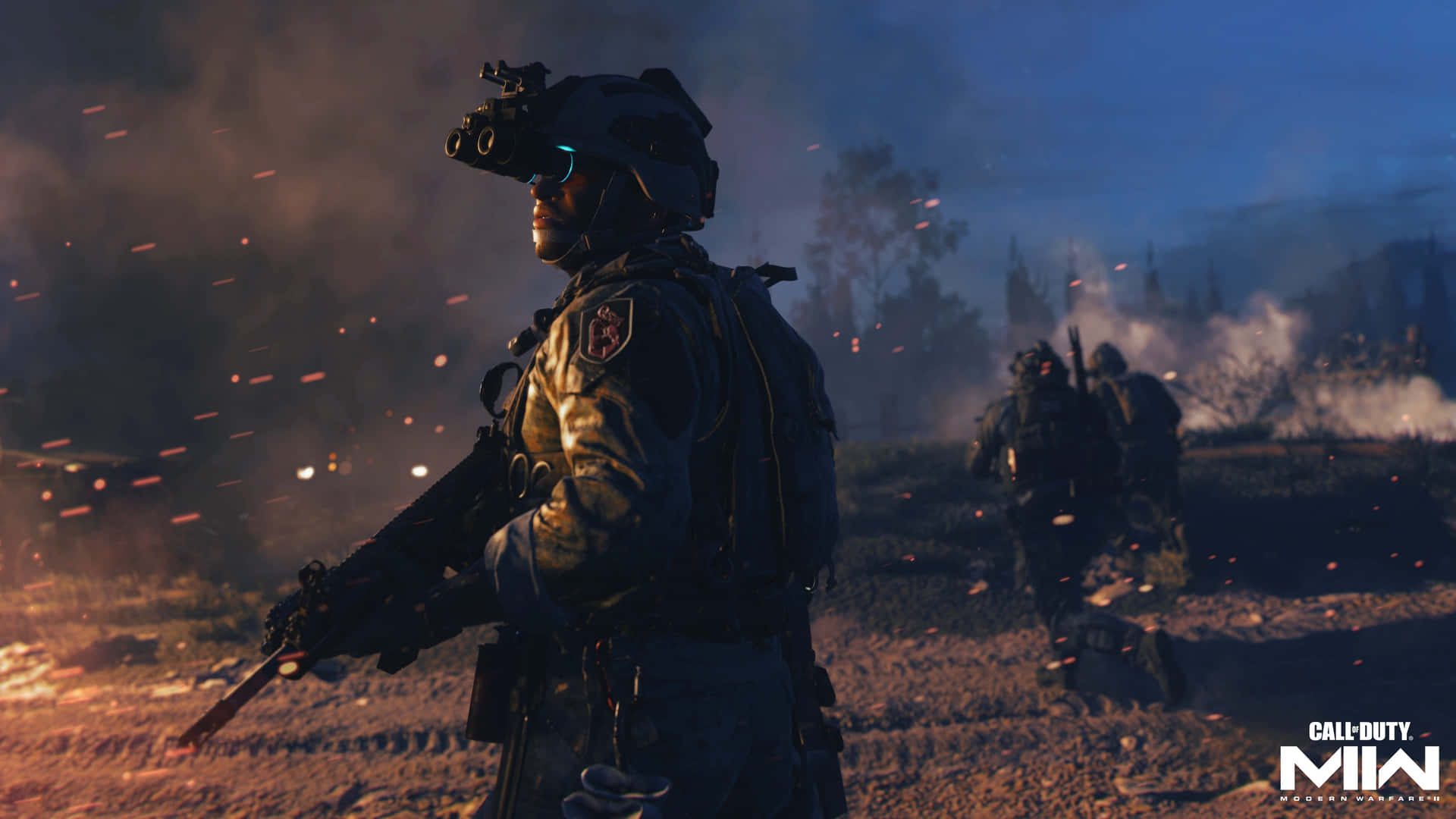 4kcall Of Duty Modern Warfare Bakgrund Man Med Kikare