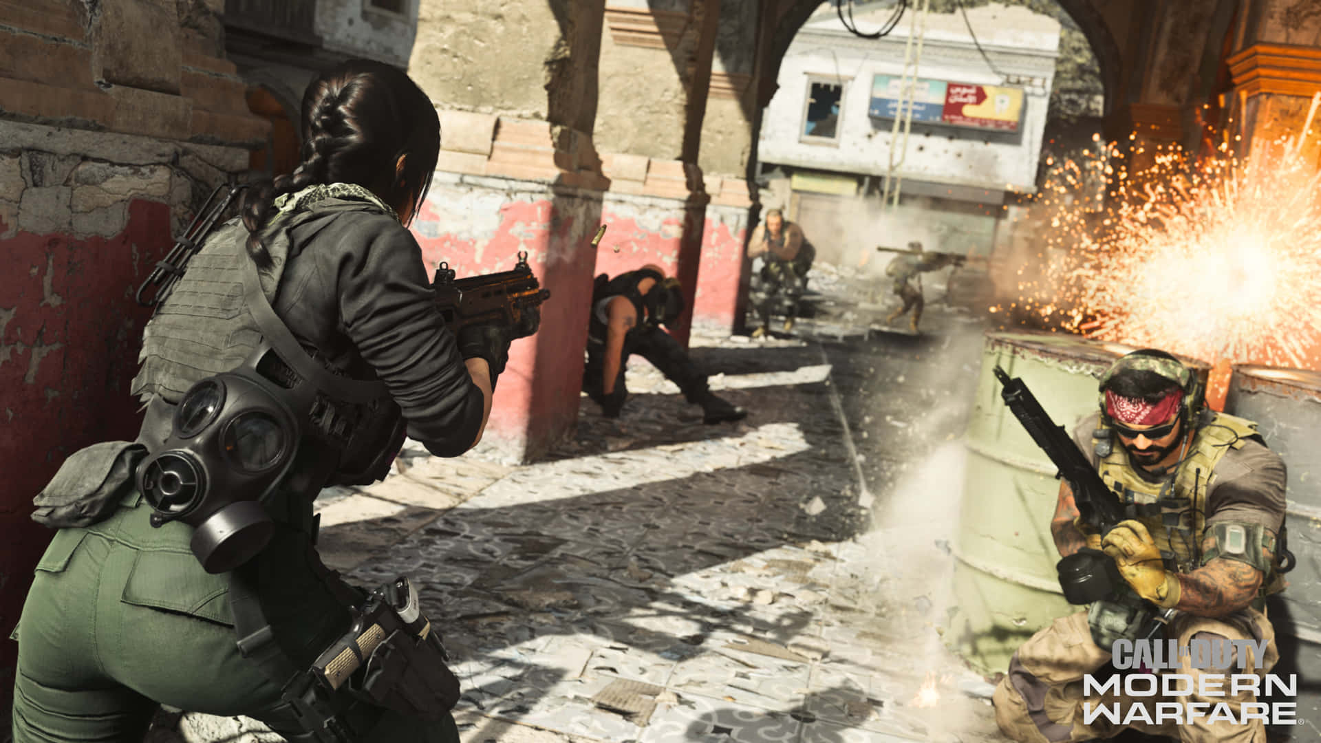 4kcall Of Duty Modern Warfare Bakgrundssoldater I Stadsstrid