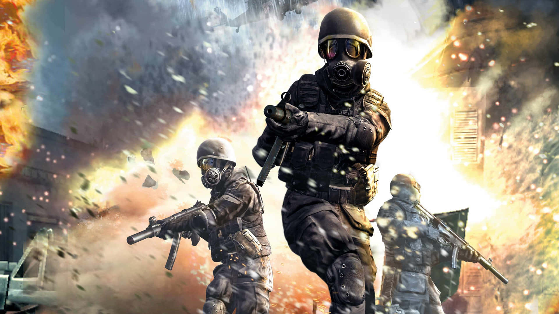 Fondode Pantalla De Call Of Duty Modern Warfare En 4k Con Soldados Y Un Explosivo Telón De Fondo