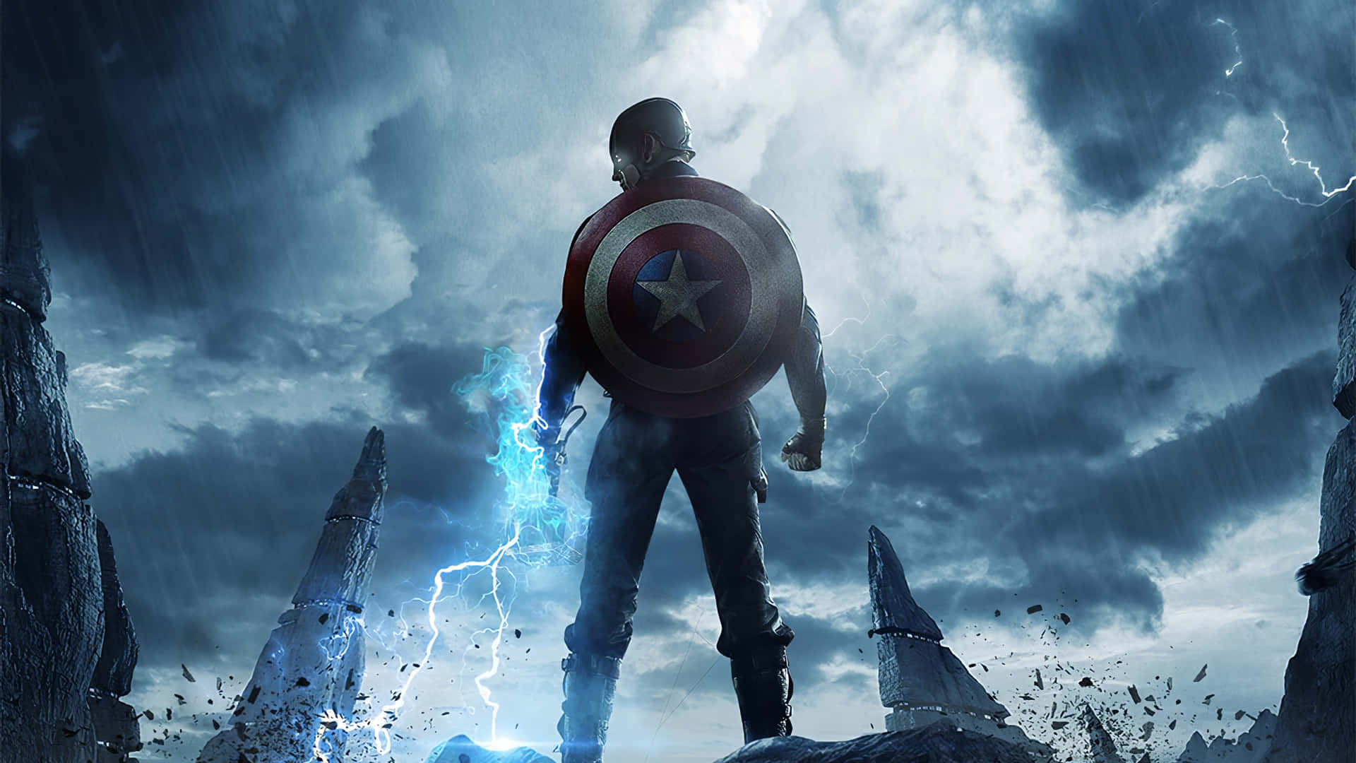 Den Powered Protector - 4K Captain America Standing Tall oprettelseer en beroligende atmosfære. Wallpaper
