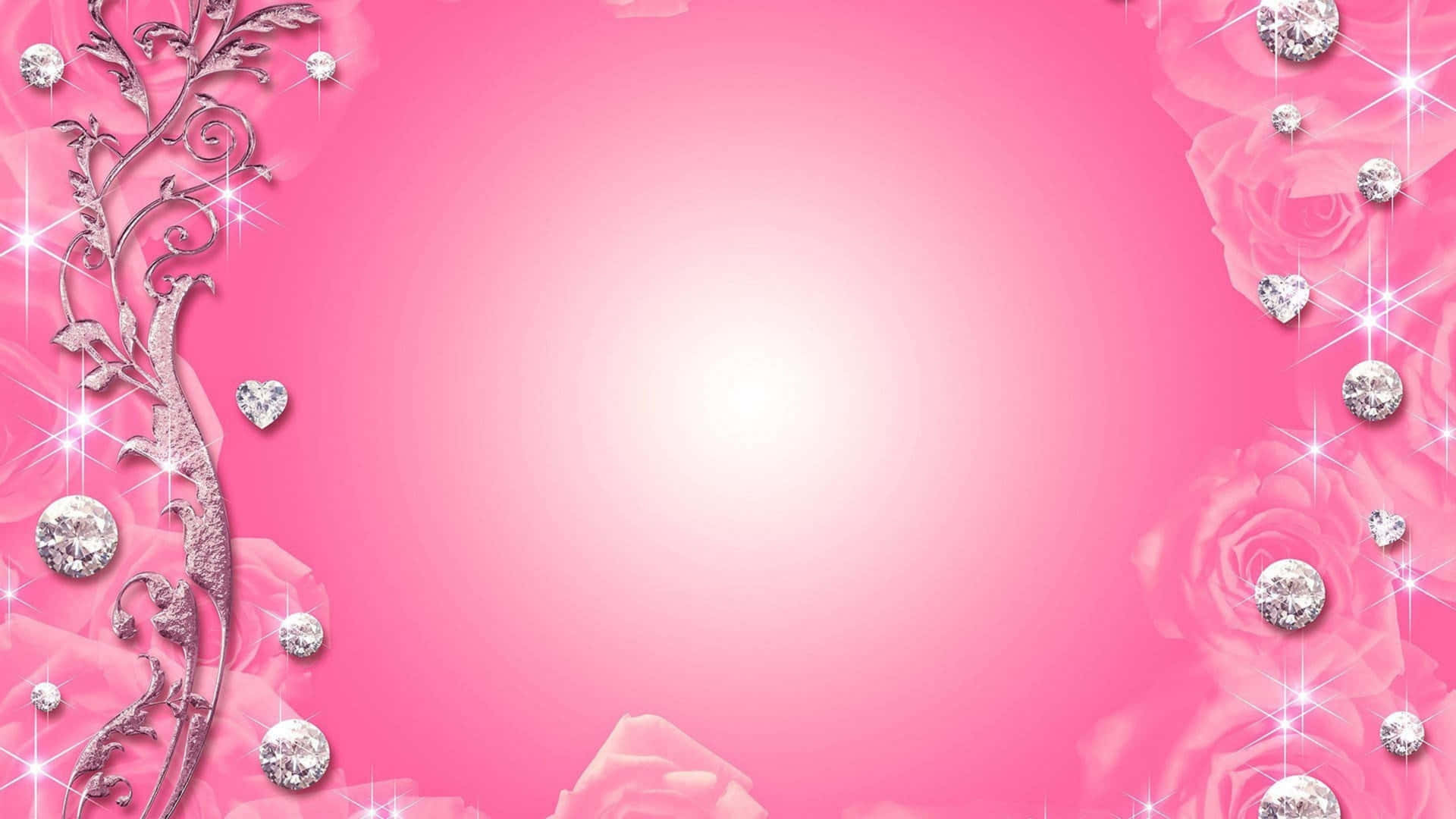 Rosarosen Und Diamanten Auf Einem Pinken Hintergrund