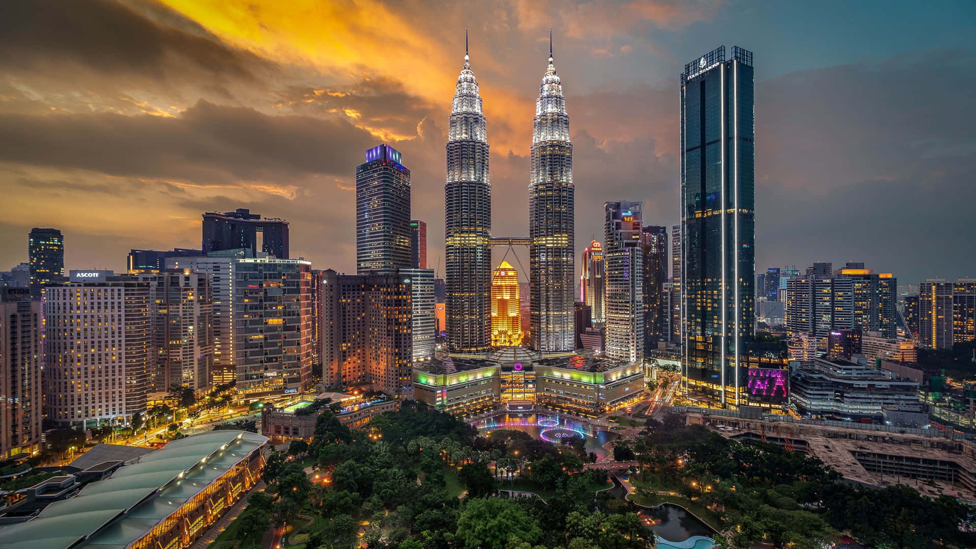 Einestadtszene Mit Den Petronas Towers Im Hintergrund