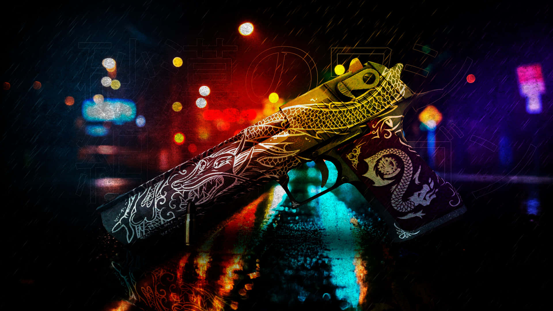 4k Counter-strike Global Offensive Background Handgun With A Dragon Design Background