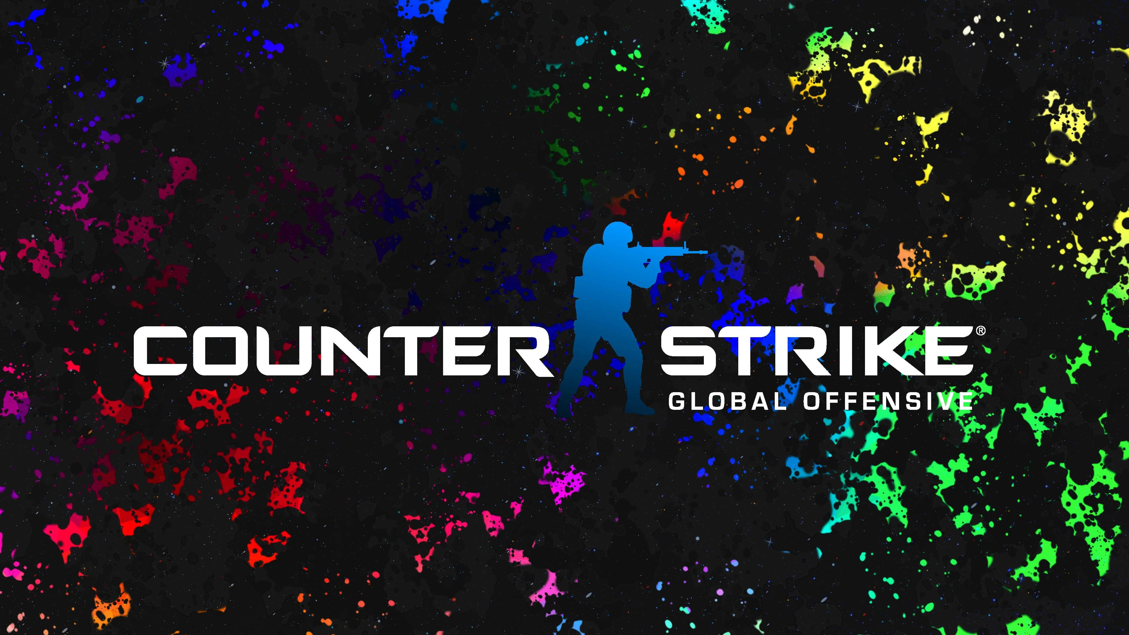 4k Counter-strike Global Offensive Background Logo Colorful Splotchy Effect Background