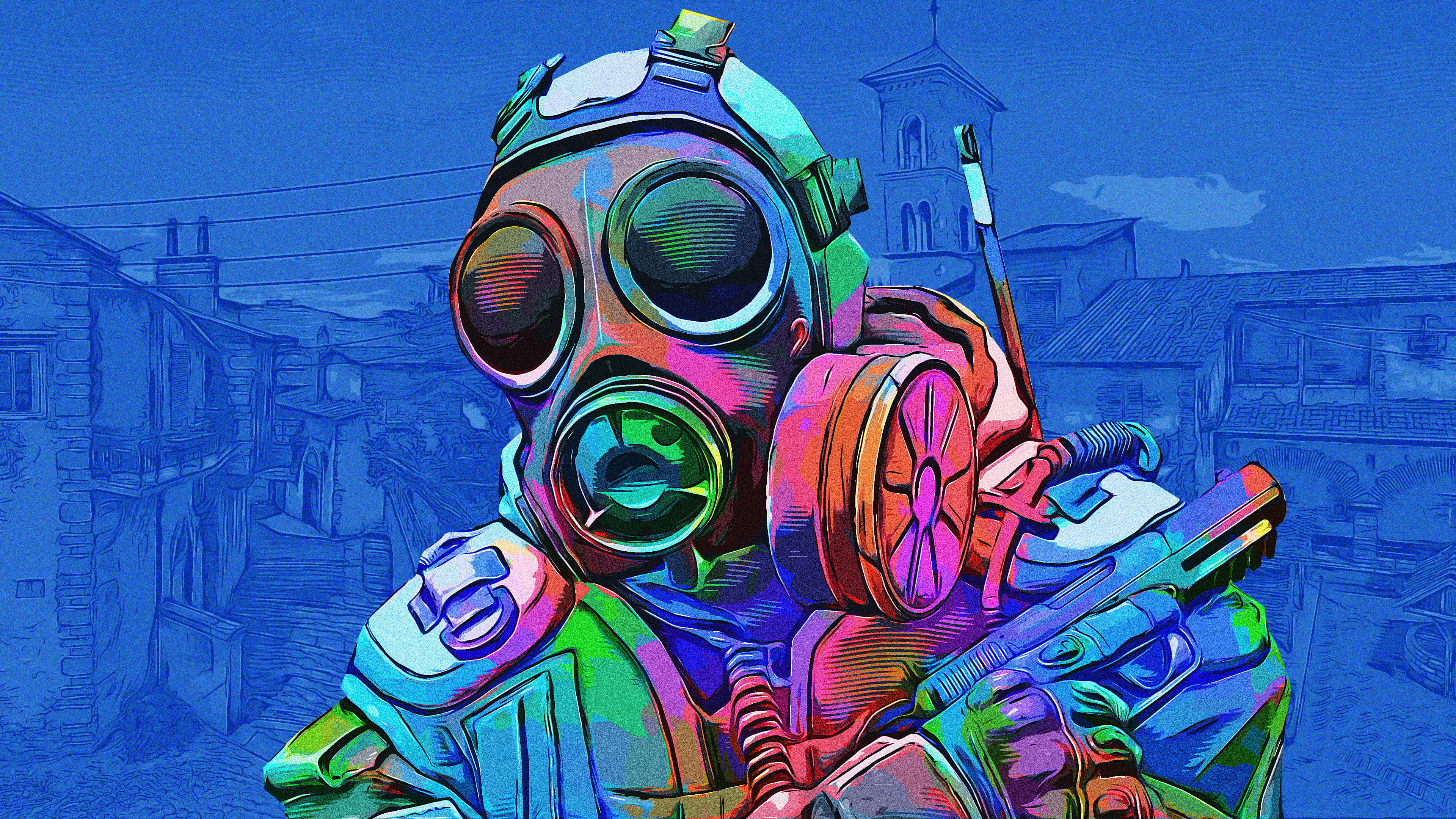 4k Counter-strike Global Offensive Background Colorful Gas Masked Agent Background