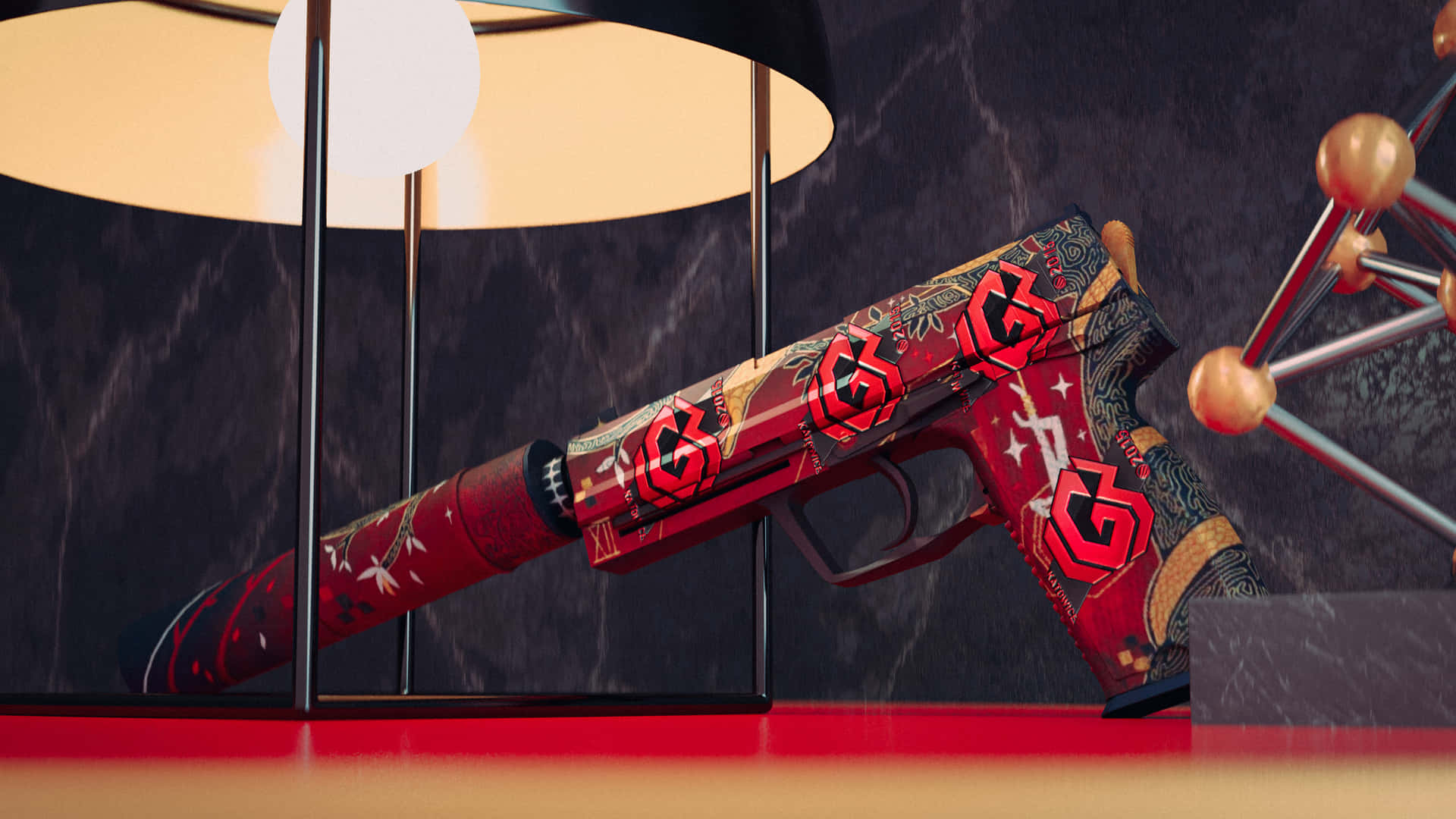 4k Counter-strike Global Offensive Background Usp-s The Traitor Red Skin Background