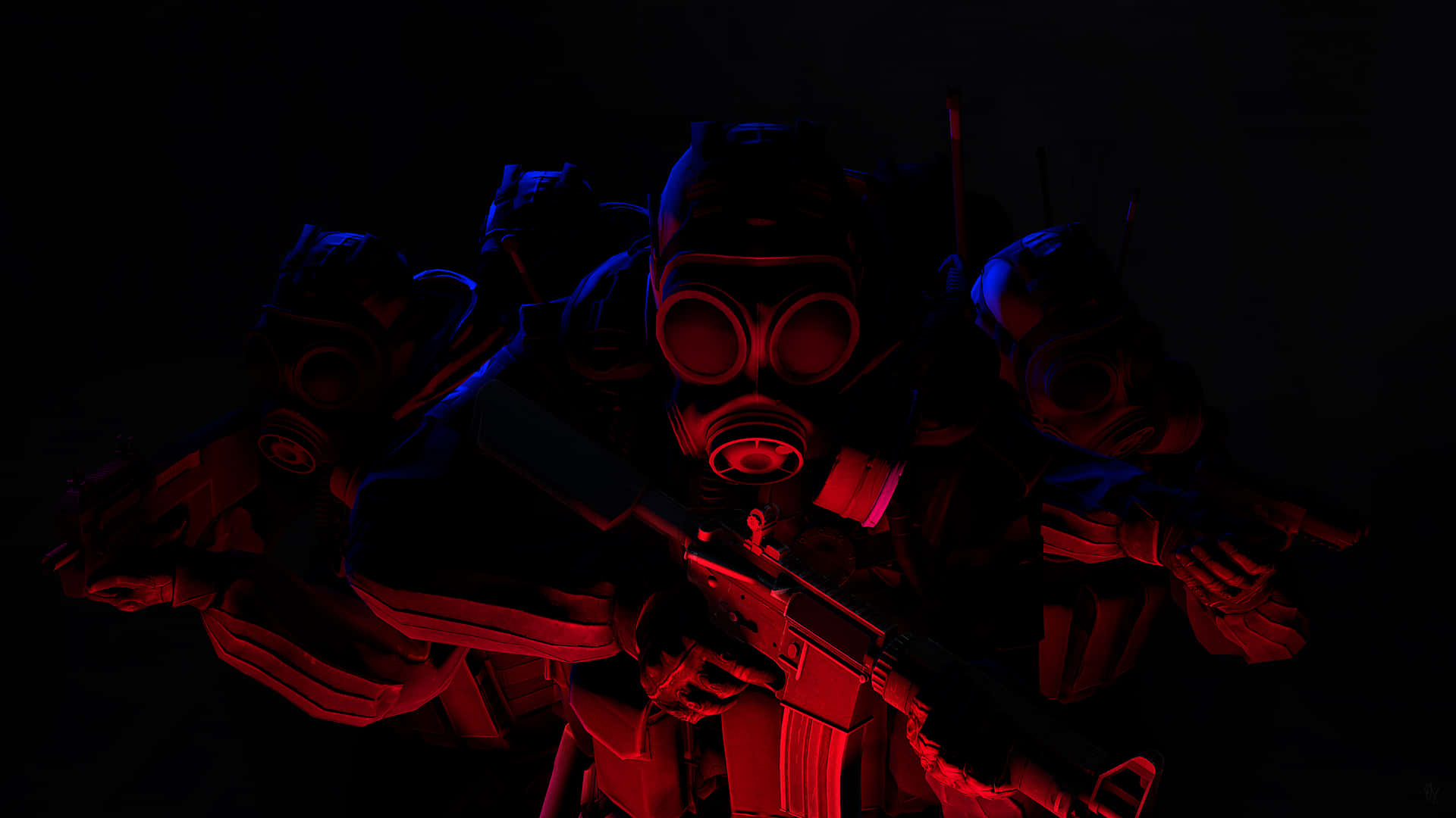 4k Counter-strike Global Offensive Background Counter-terrorist Squad With Red Light Background