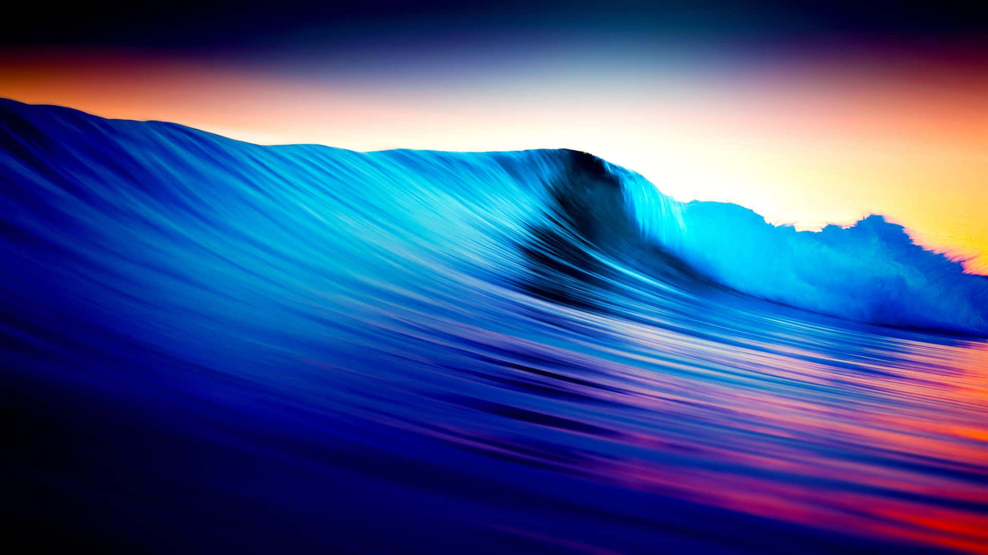 A Blue And Orange Wave At Sunset