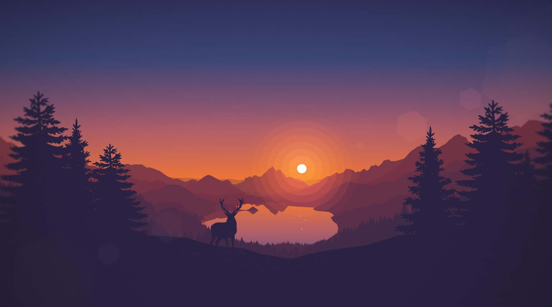 A Deer Silhouetted Against A Sunset In The Mountains