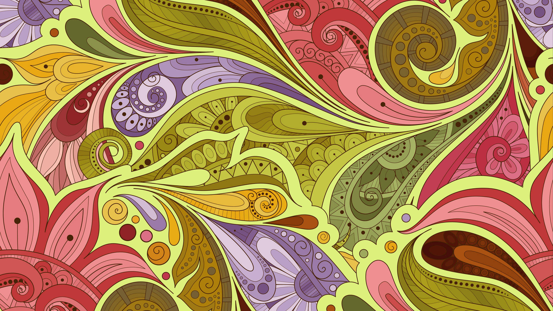 4k Doodle Floral Pattern Wallpaper