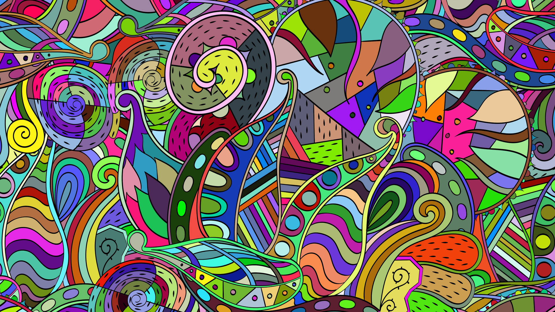 4k Doodle Rainbow Colors Wallpaper