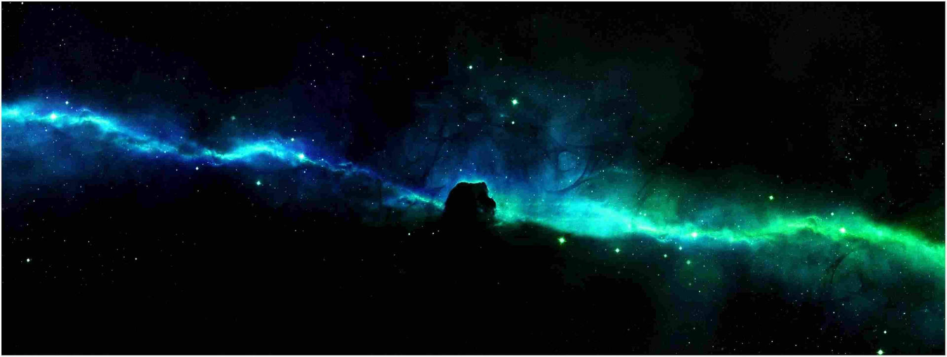 4k Dual Monitor Blue And Green Lights In Outer Space
