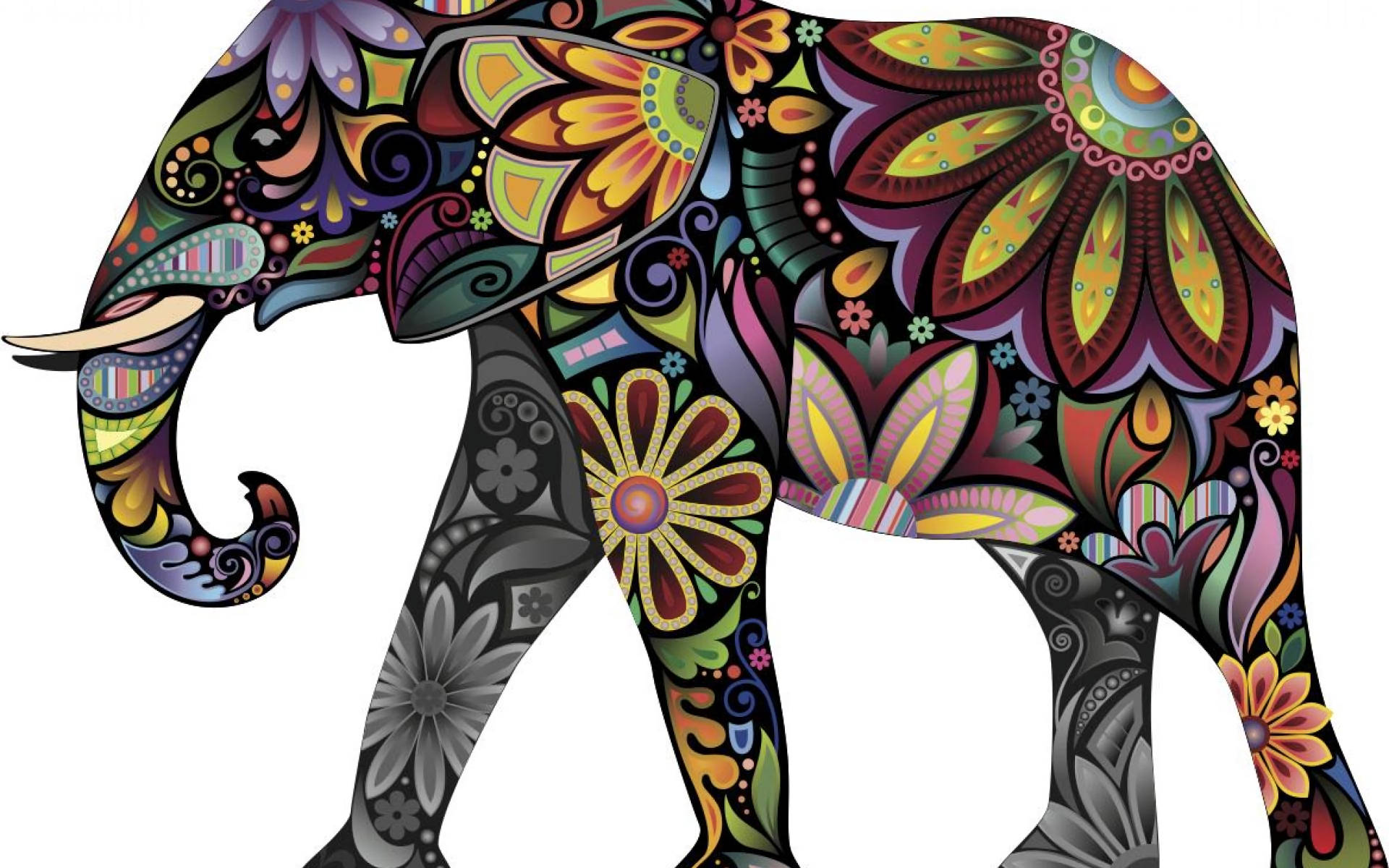 4k Elephant Flower Pattern Art