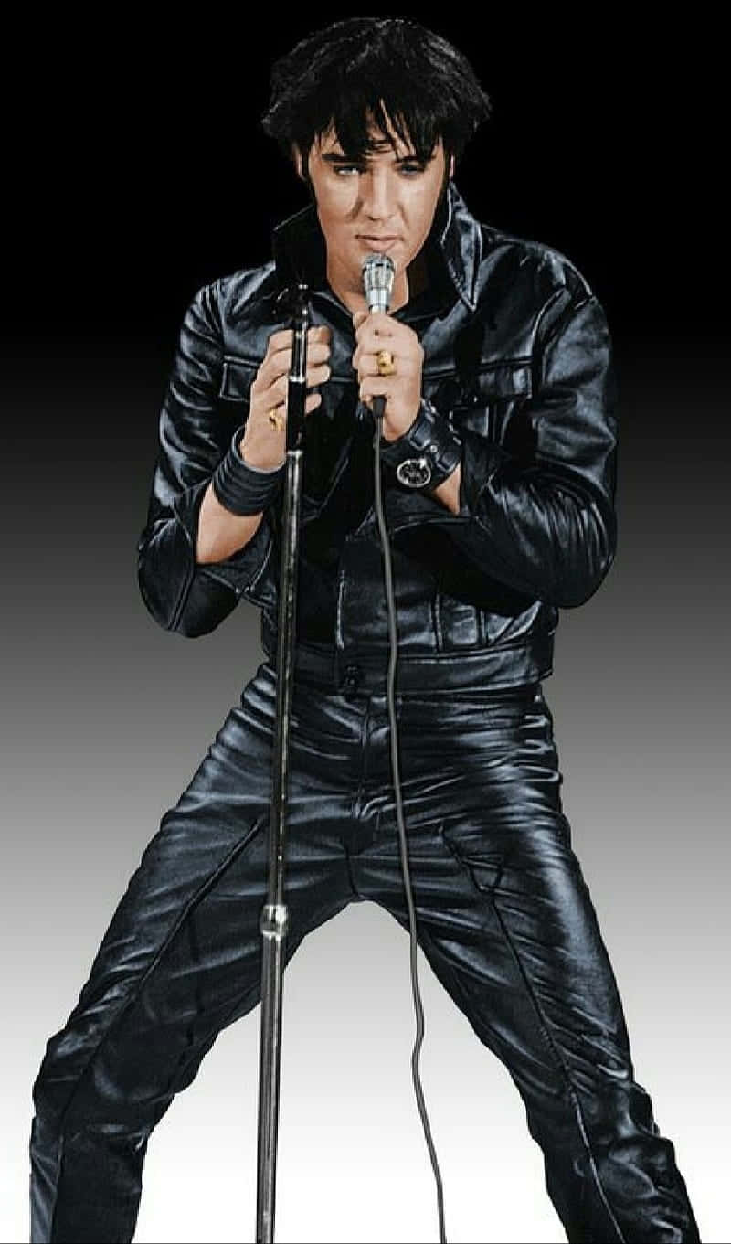 4k Elvis In Black Leather Wallpaper