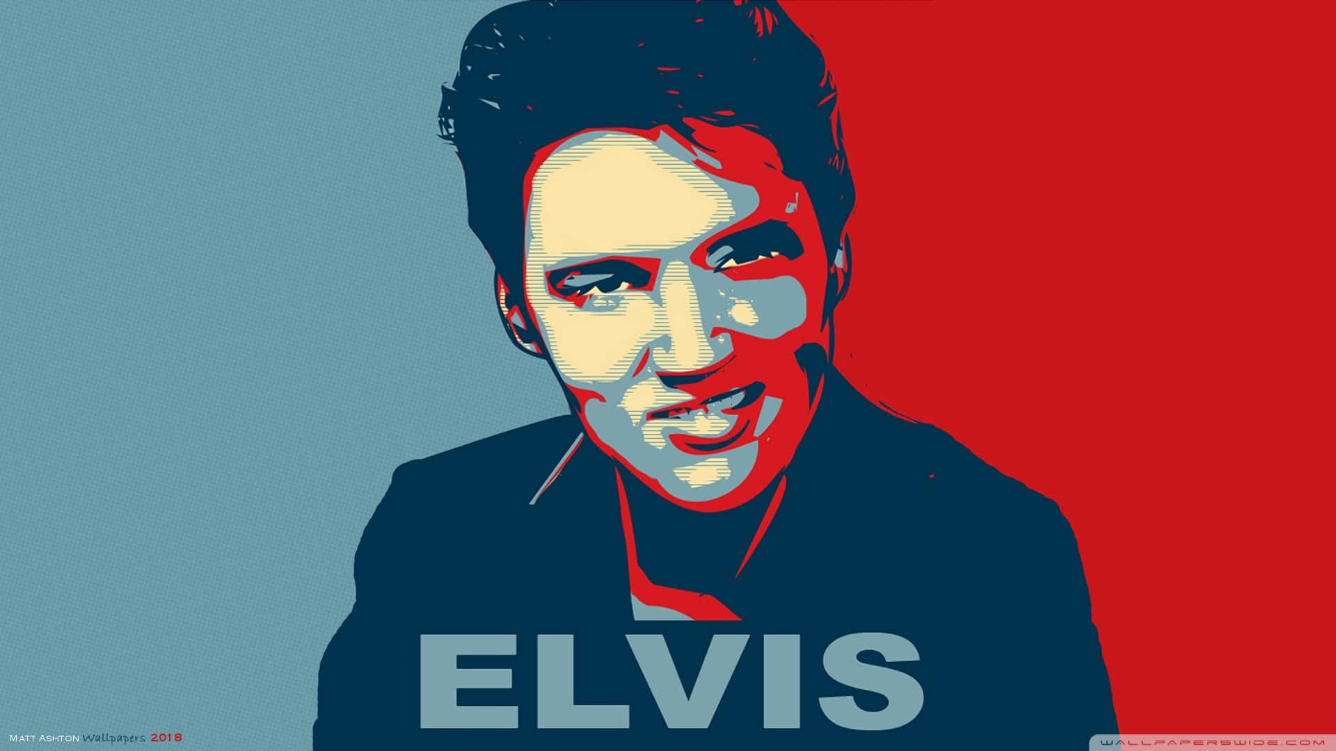 Blue And Red 4k Elvis Wallpaper