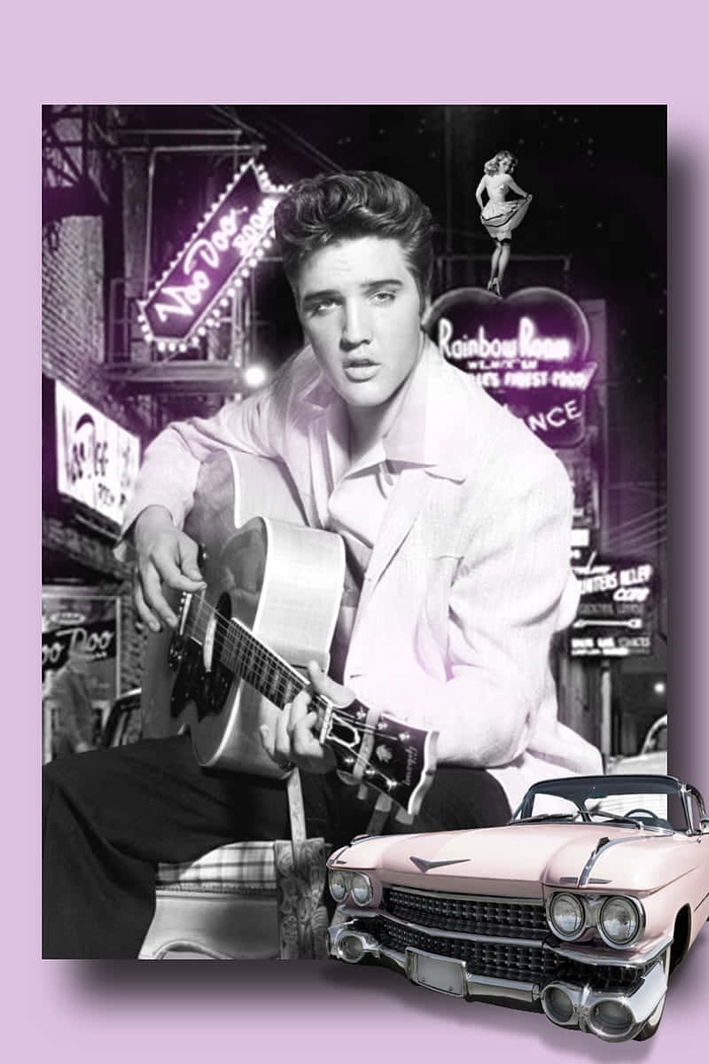 4k Elvis With Pink Neon Signs Wallpaper