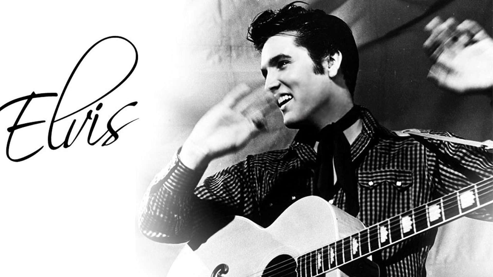 Ikonisk Konge af Rock, Elvis Presley, dækker dette illustrerede tapet Wallpaper