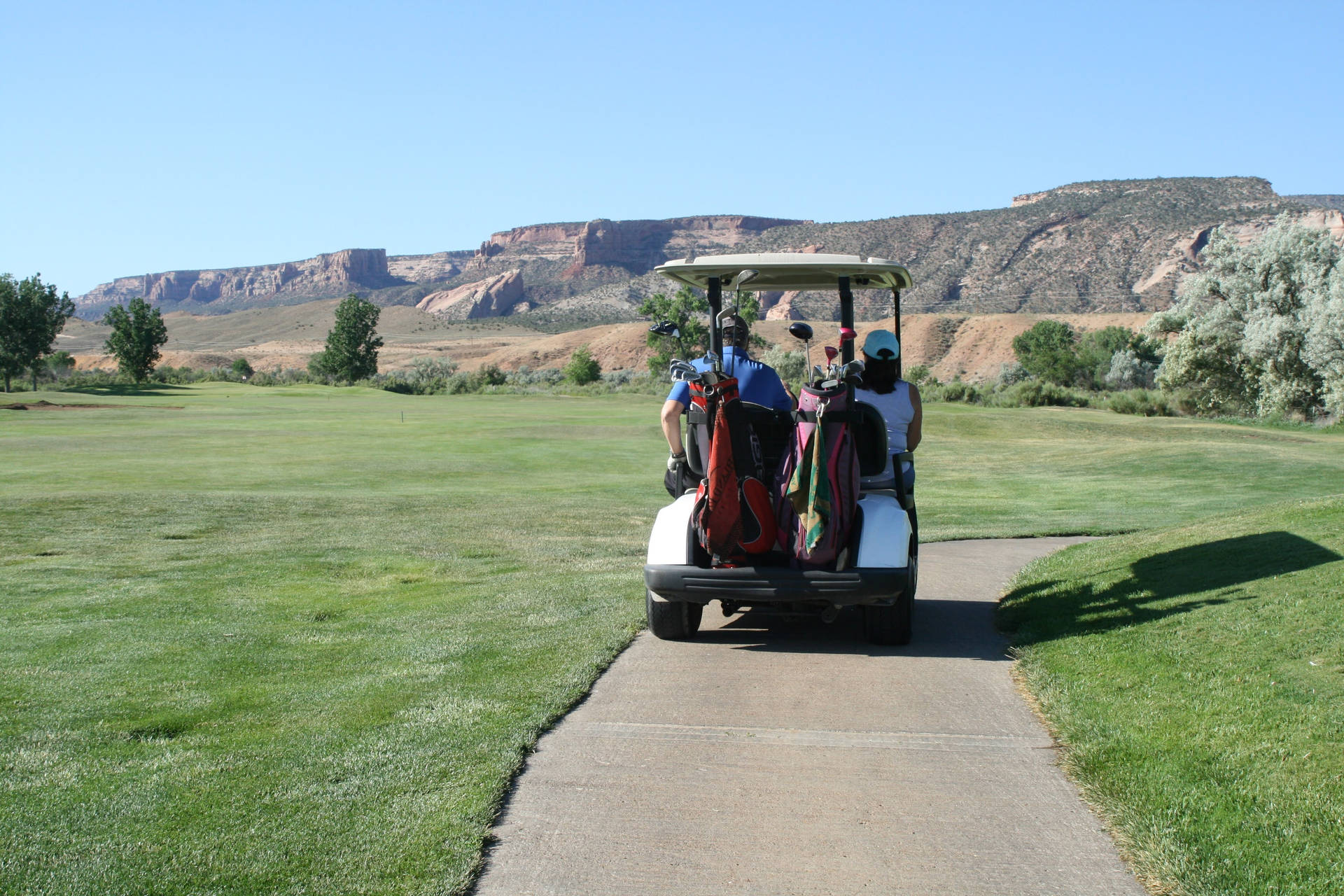 4k Familie Ridning Golf Cart Wallpaper