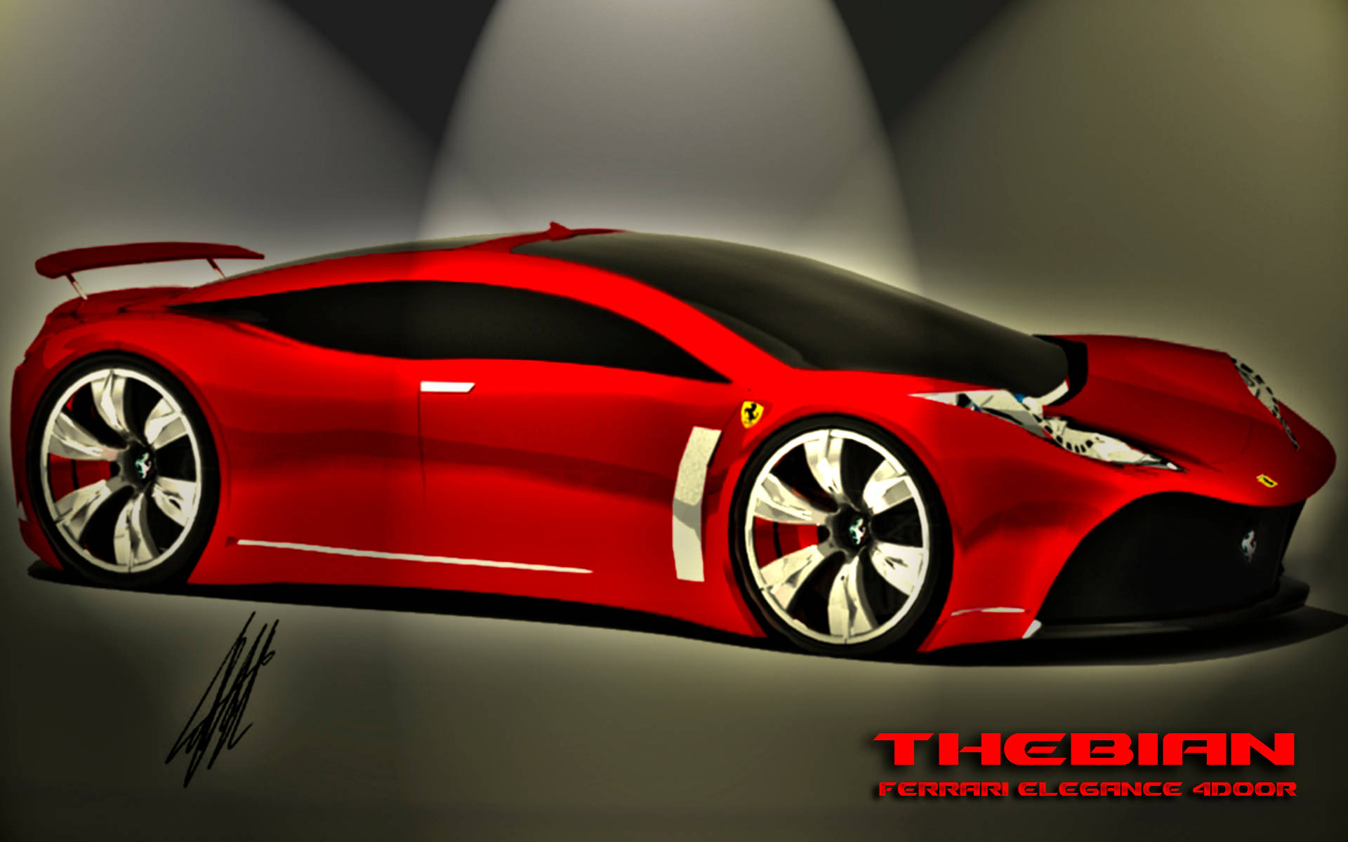 Diseñoen 3d De Elegancia Ferrari En 4k Fondo de pantalla