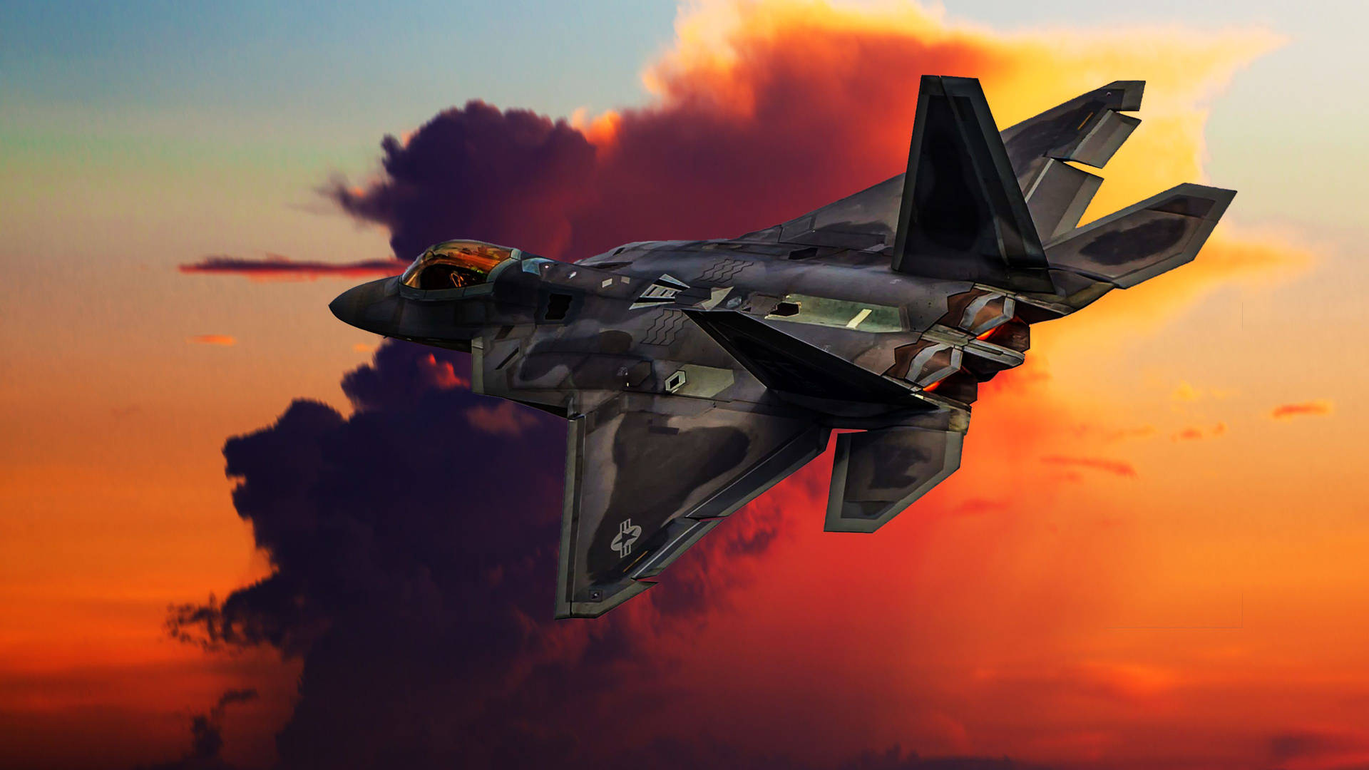 A 4K fighter jet soars above the clouds Wallpaper