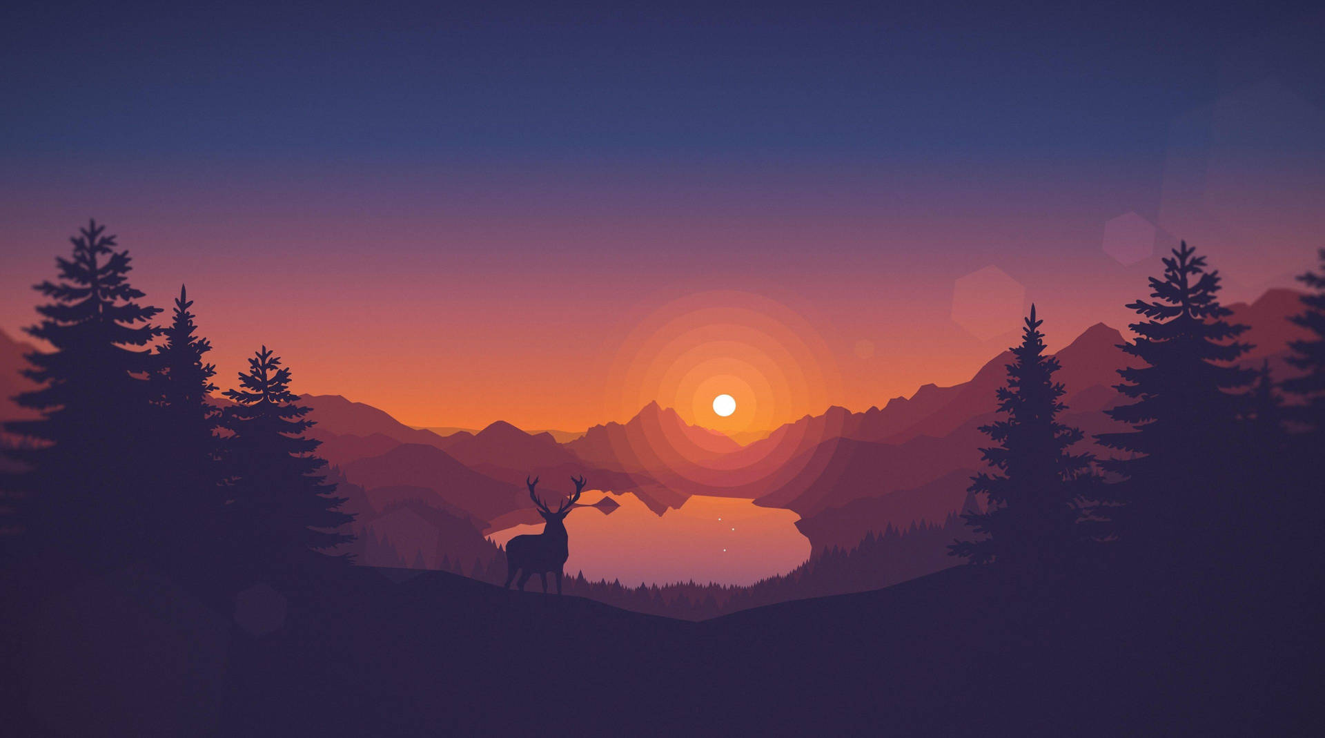 4K Firewatch Deer At Sunset Wallpaper
