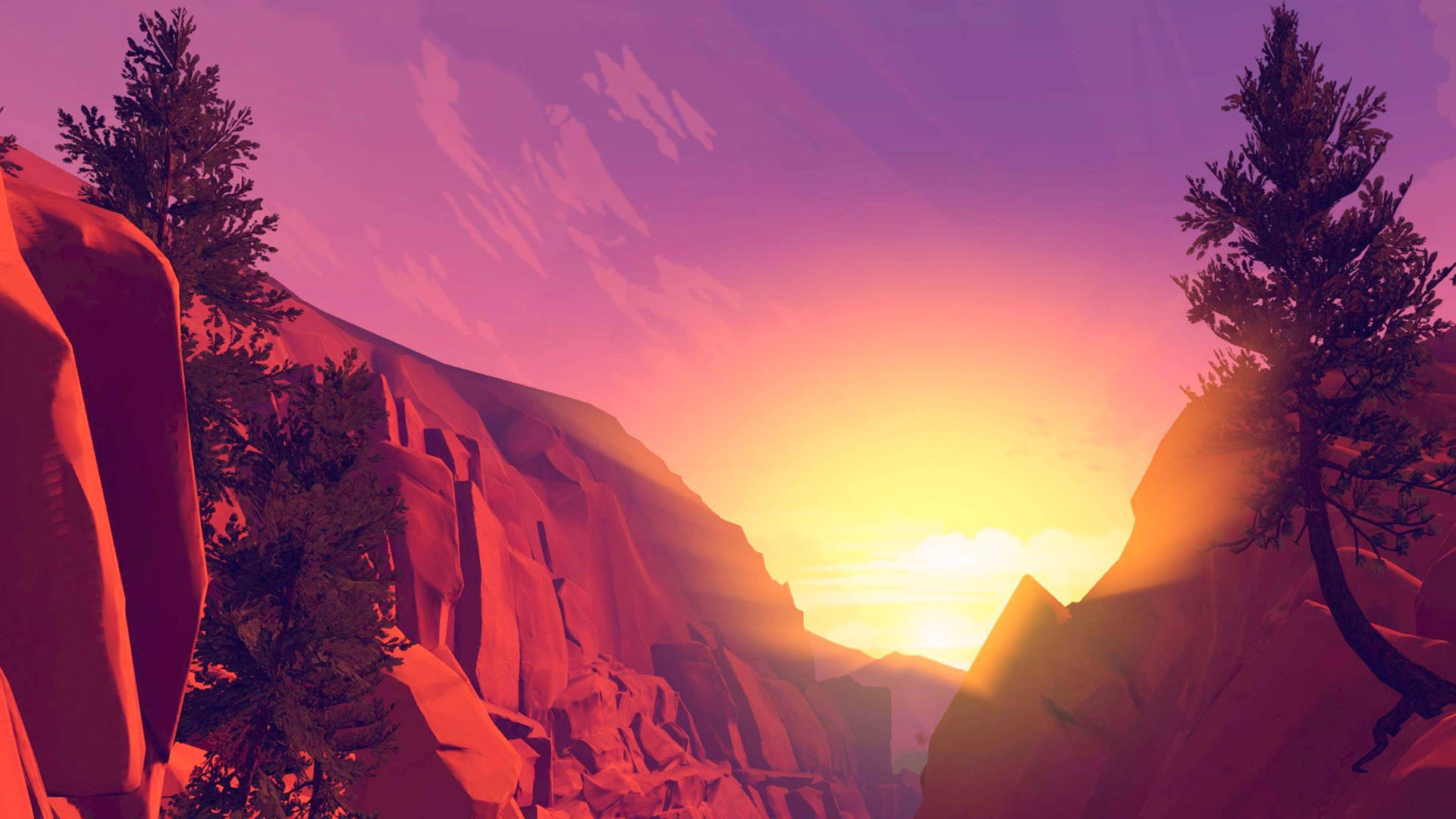 4K Firewatch Sunrise And Purple Sky Wallpaper